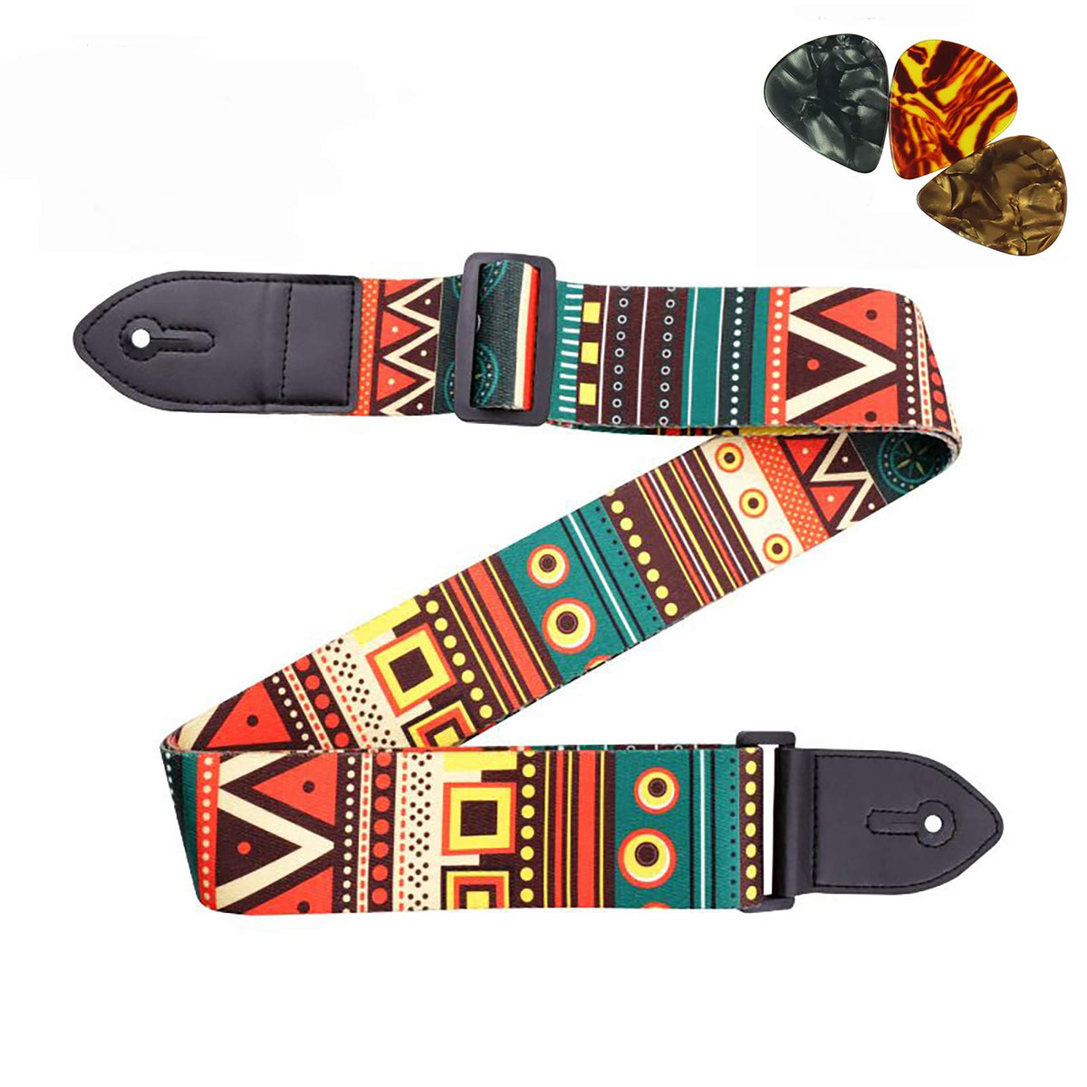 Guitar Strap, Acoustic Guitar Strap,Lavili Electric Guitar Strap Includes 3 Pick.Adjustable Classical Guitar Strap Leather&Polye
