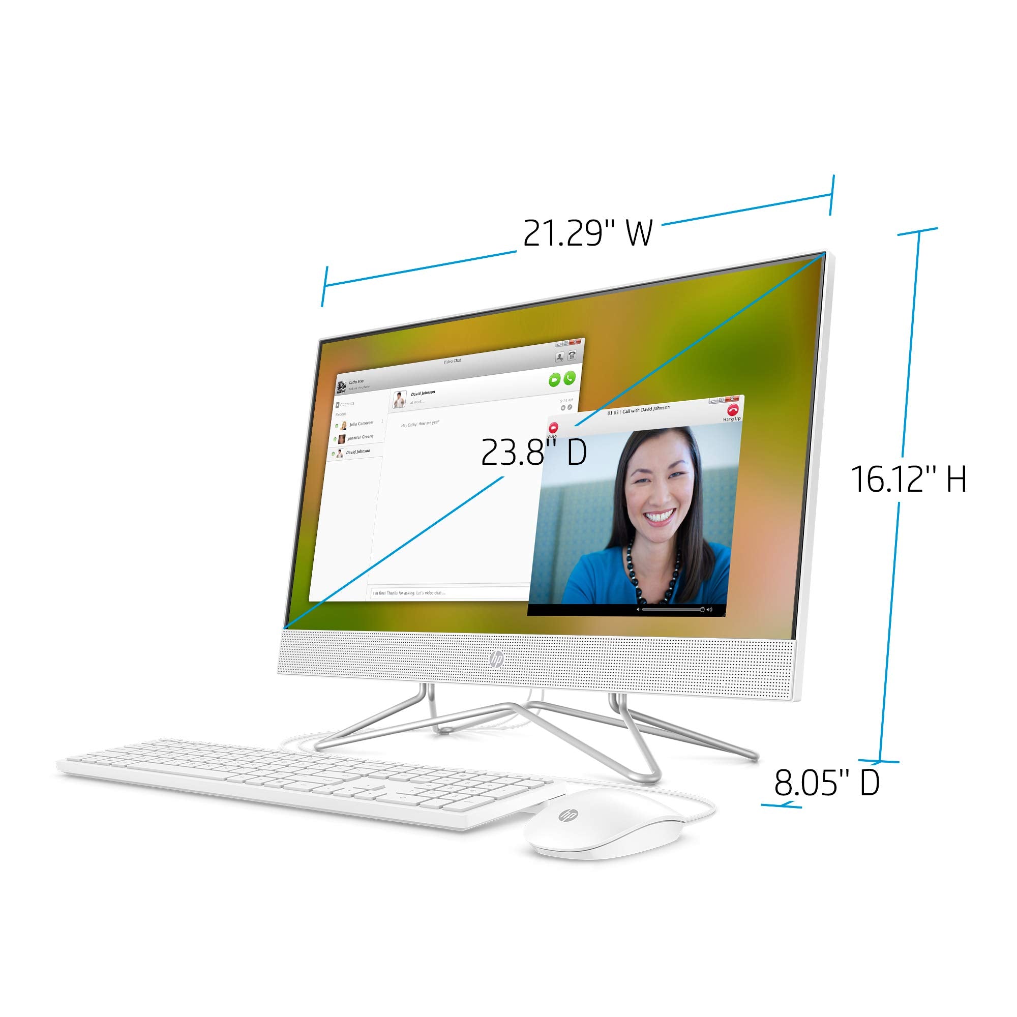 HP 24 inch All in One Desktop Computer, AMD Athlon Silver 3050U Processor, 8 GB RAM, 256 GB SSD, Windows 10 Home (24 dd0010, White)