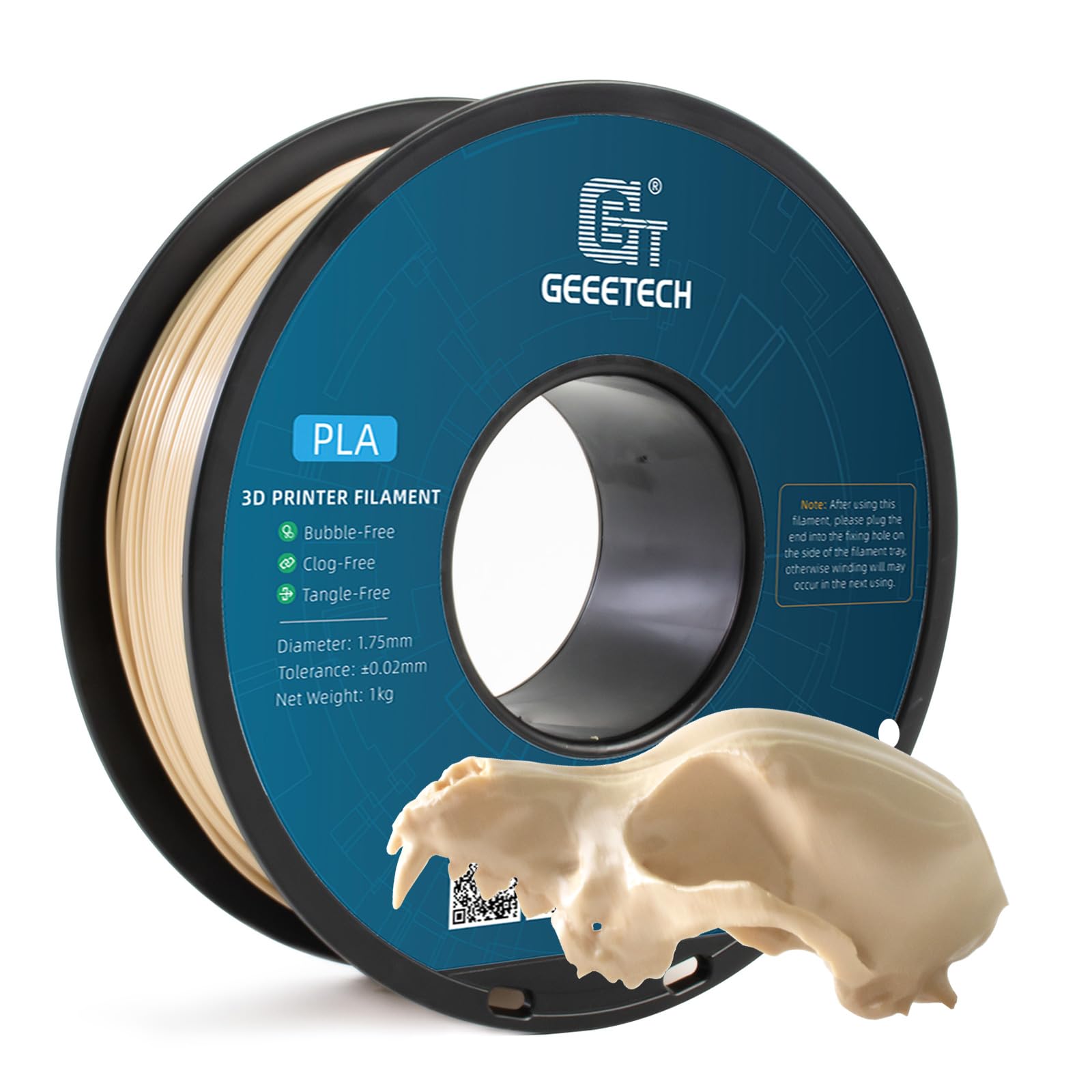 Geeetech Pla Filament 1.75Mm Bone White 3D Printer Filament 1Kg(2.2Lbs),Neatly Wound Bone Pla Filament,Dimensional Accuracy +/ 