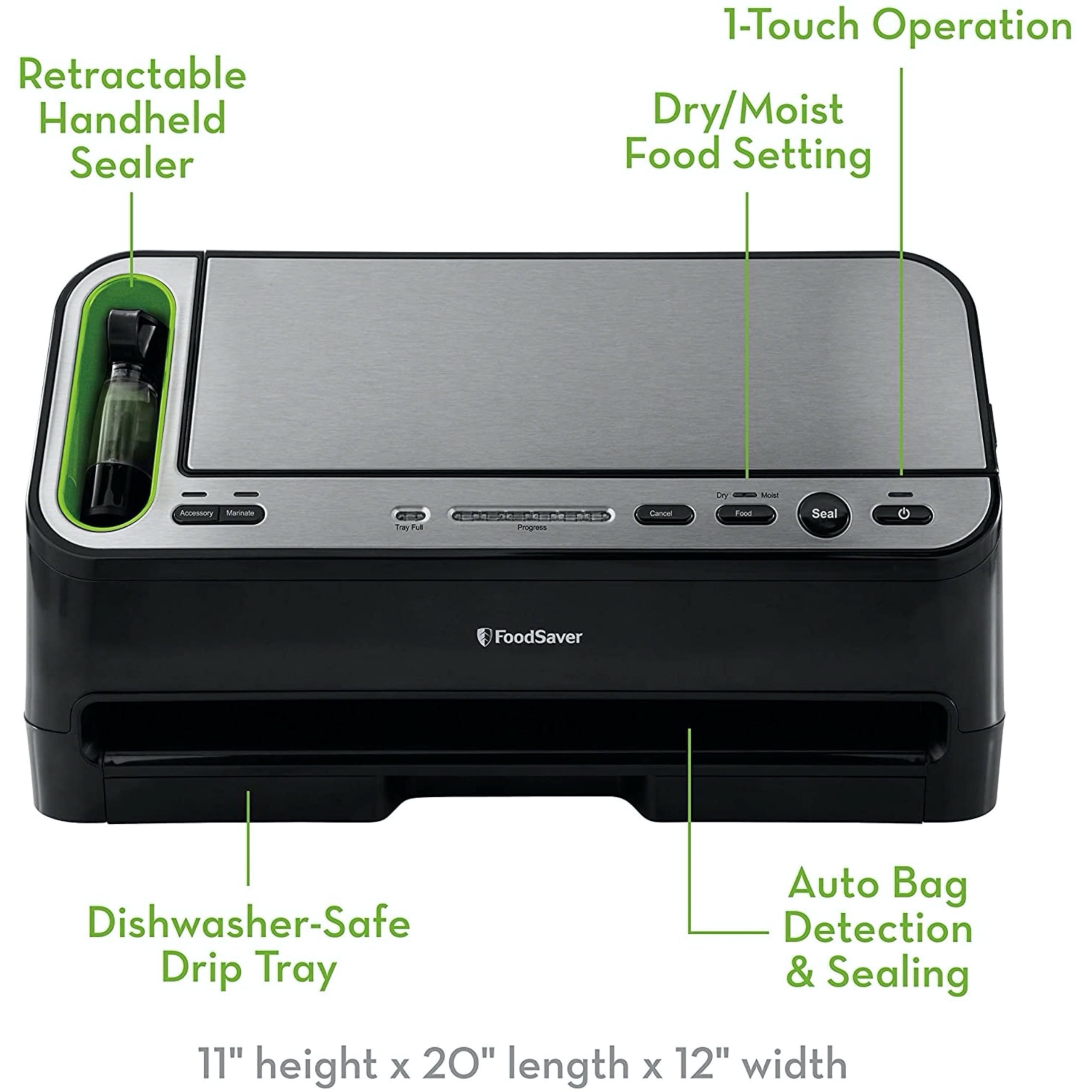 FOODSAVER 4800 Series 2-in-1 Vacuum Sealing System, Silver, 18.80x9.50x10.60 inches, Model FSFSSL4840000,