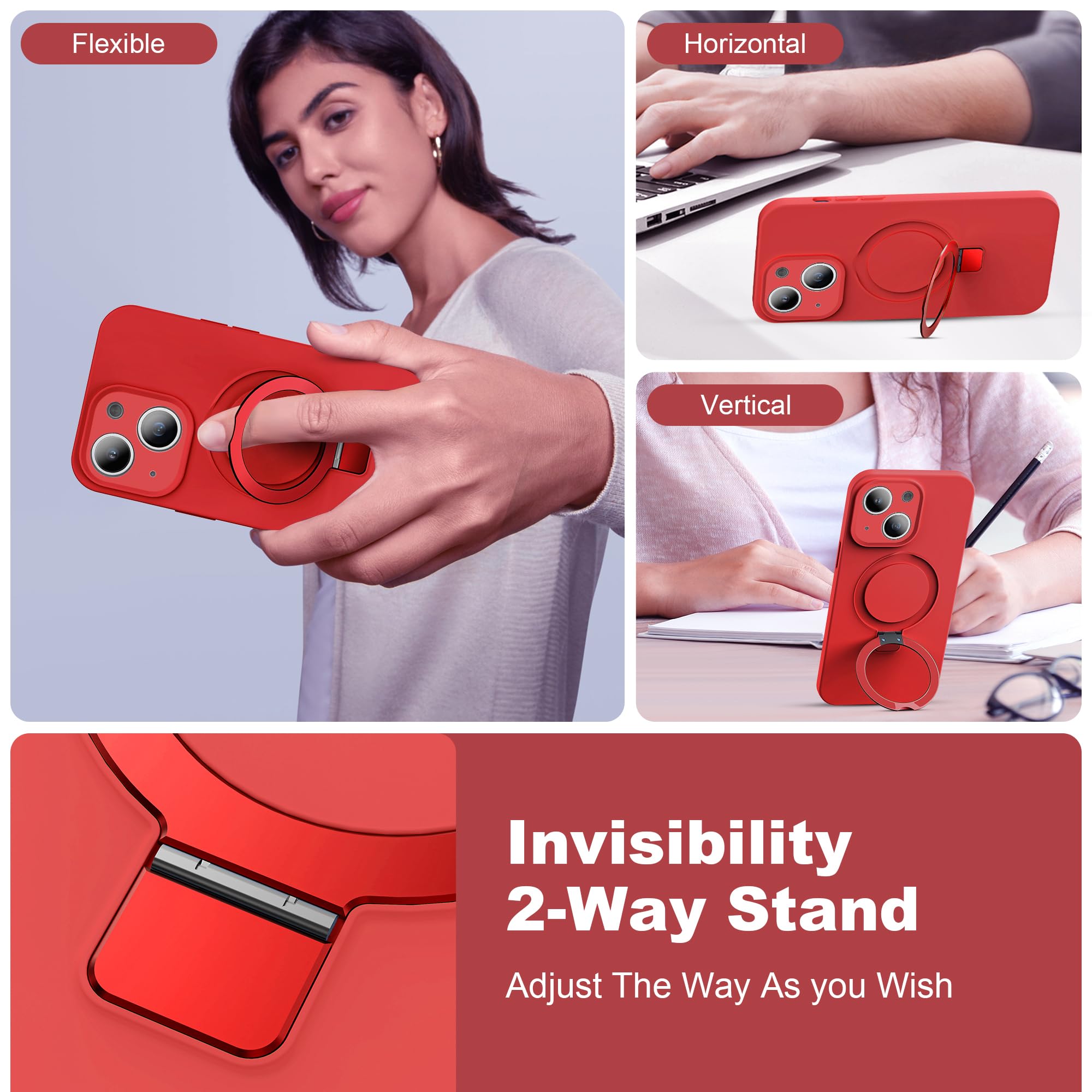 Skylmw Designed For Iphone 15 Plus Case With Magnetic Invisible Stand Compatible With Magsafe Military Drop Tested Shockproof Li