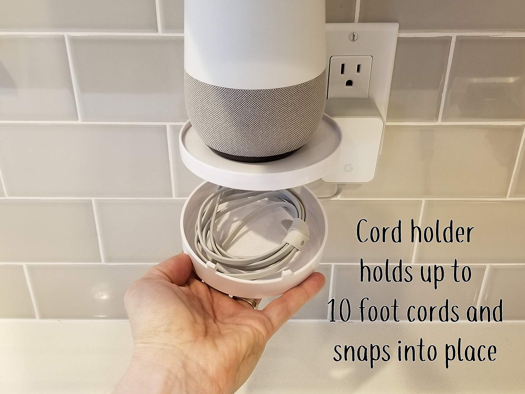 The Easy Outlet Shelf By Mount Genie   Works With All Outlets   60 Second Install   Hidden Cord Cable Storage   Perfect Google Home Mount, Nest Wifi Mount, For Cameras, Voice Assistants, And More