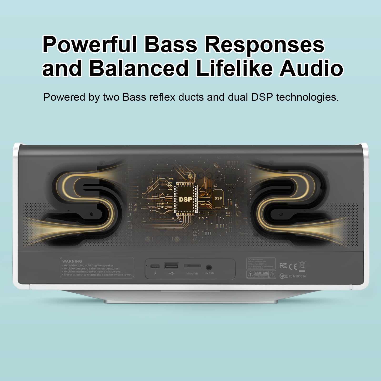 Doss Soundbox Ultra Bluetooth Speaker With 2.1 Sound Channel Audio, 80W Superior Sound With Deep Bass, Two Dsp Technologies, 18H Playtime, Bluetooth 5.3, Wireless Speaker For Home, Office,Room White