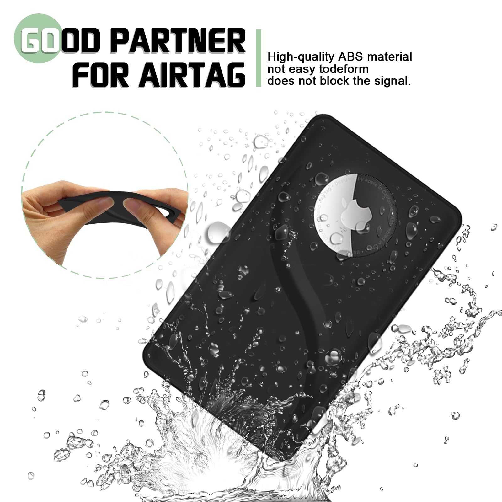 Ultra Slim Airtag Wallet Card,Offset Hole Airtag Holder,Airtag Card Case For Wallet,Handbag,Backpack,Pocket,(Black, Airtag Not I