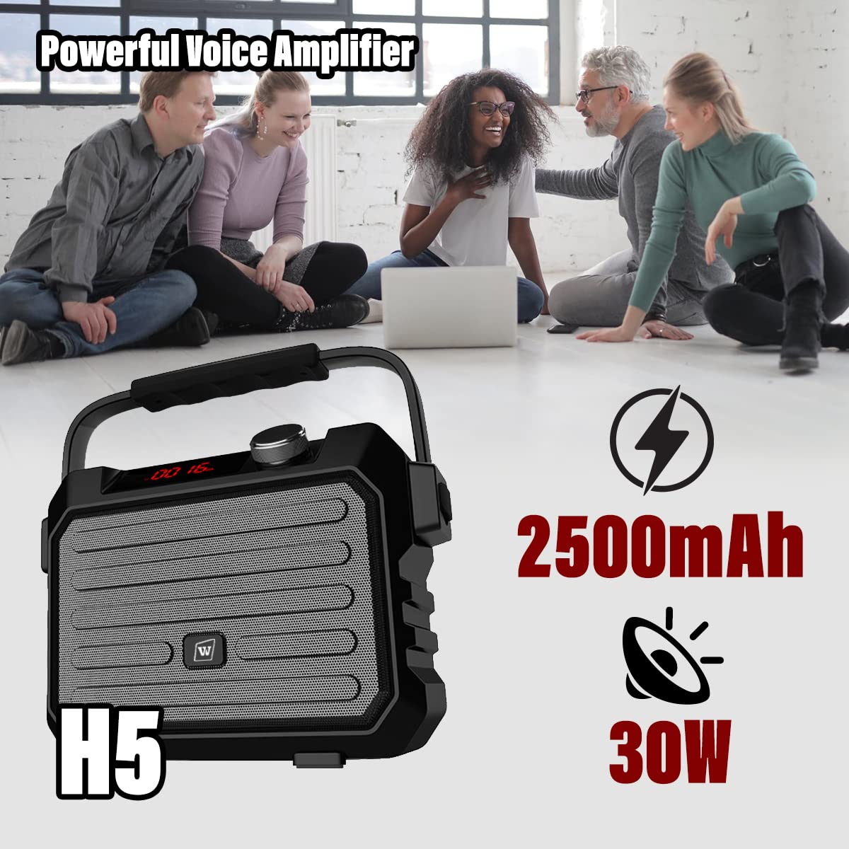 Wireless Pa System With Wireless Headset Microphone Lavalier Lapel Microphone Transmitter, 30W Wireless Voice Amplifier Portable
