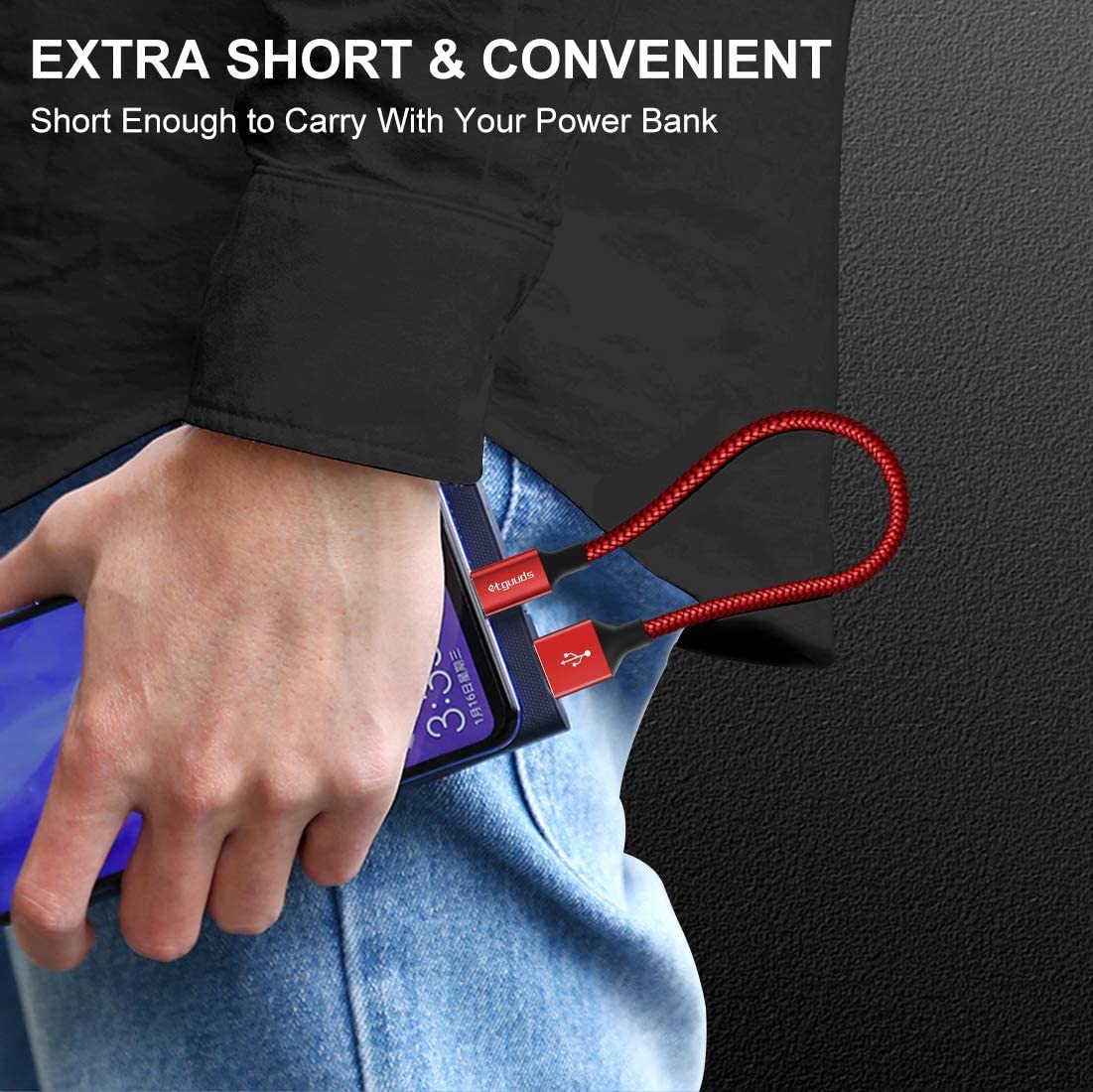 Etguuds 2 Pack 6 Inch/0.5Ft Usb C Cable 3A Fast Charge, Short Usb A To Type C Charger Cord Braided For Samsung Galaxy A10E A15 A