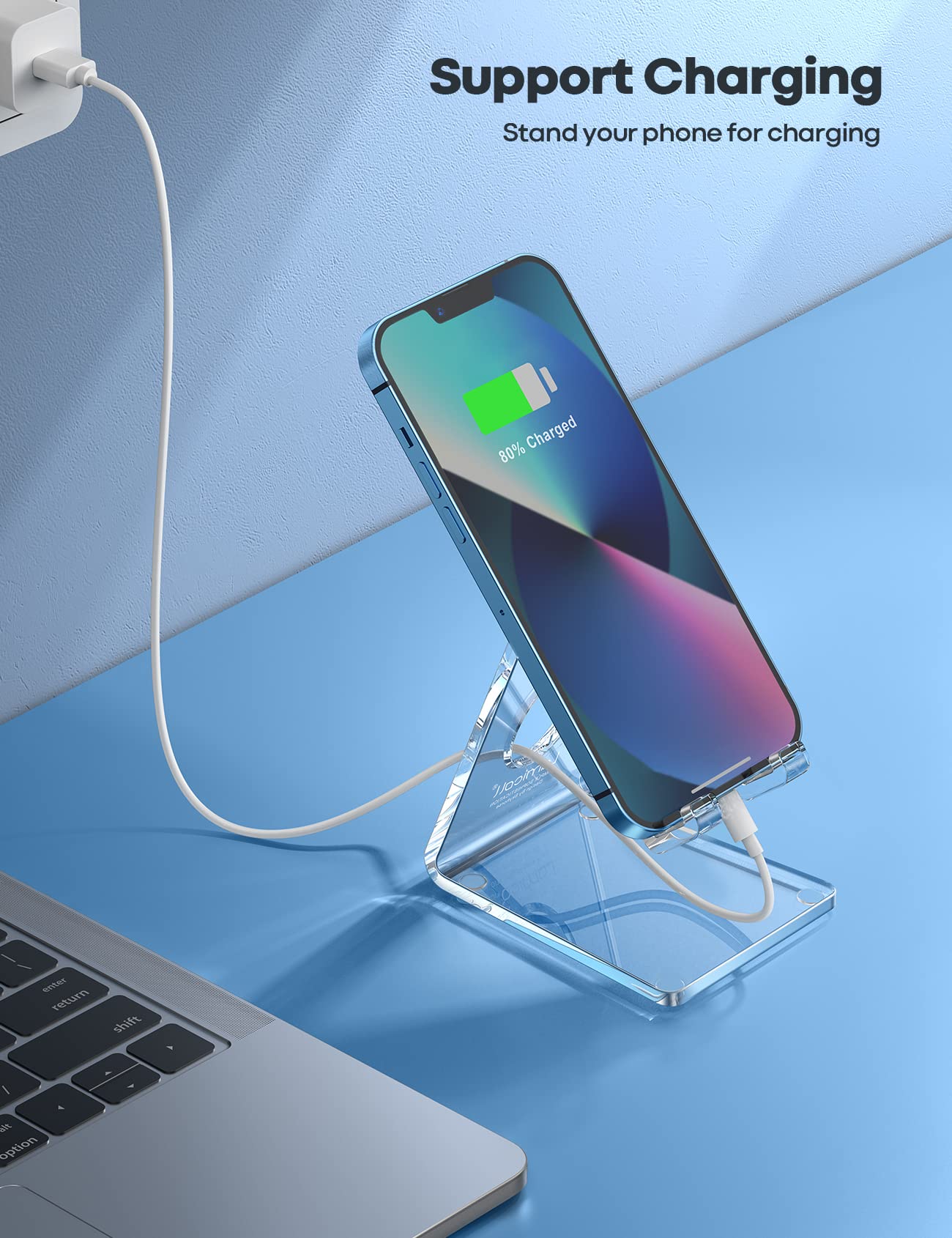 Lamicall Cell Phone Stand, Desk Accessories   Clear Office Cell Phone Holder, Acrylic Phone Stand For Desk, Desktop, Acrylic Off