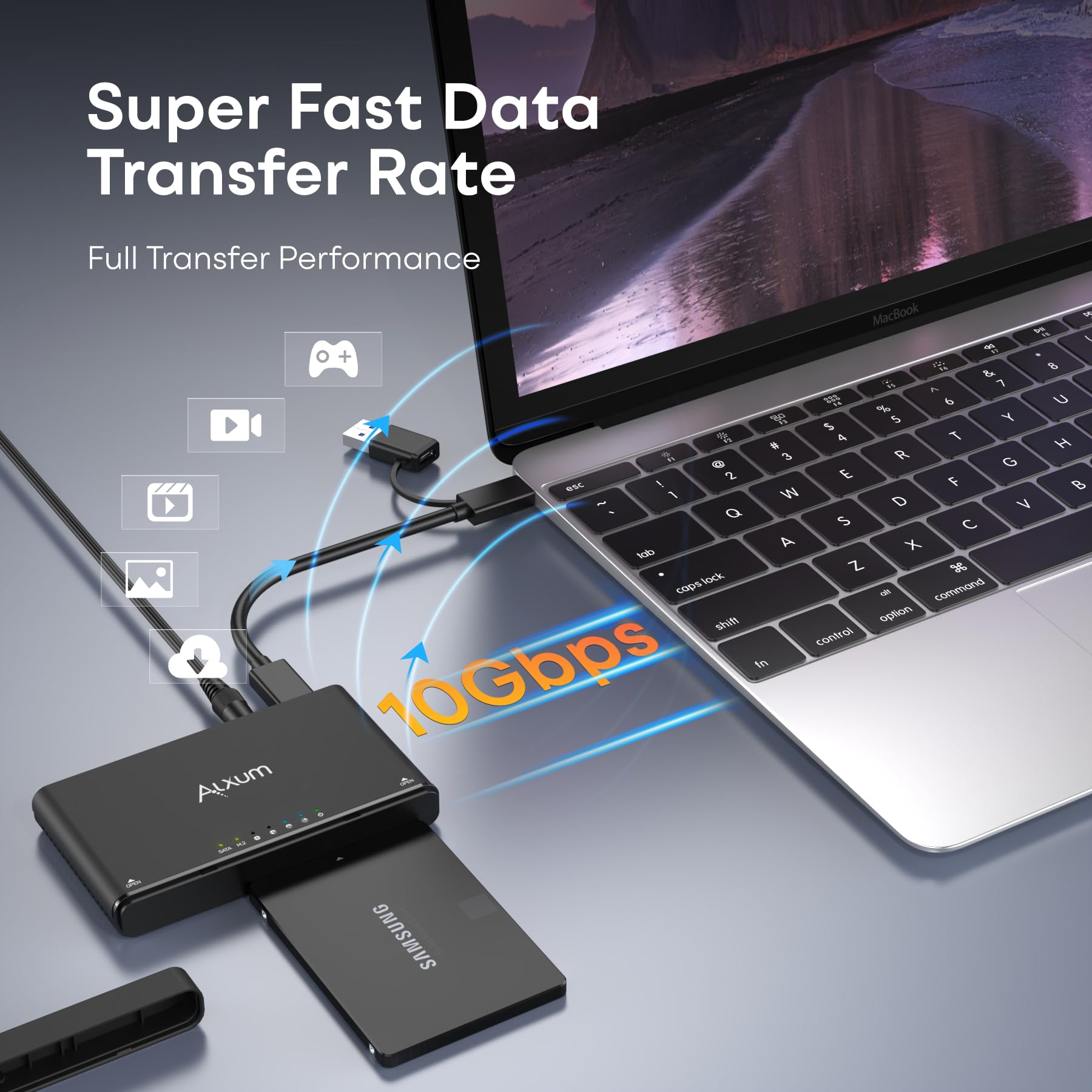 Sata Ssd M.2 Nvme Enclosure   Usb C 3.2 10Gbps Adapter M.2 Enclosure Supports Hot Swapping And Offline Cloning With 2.5''/3.5''