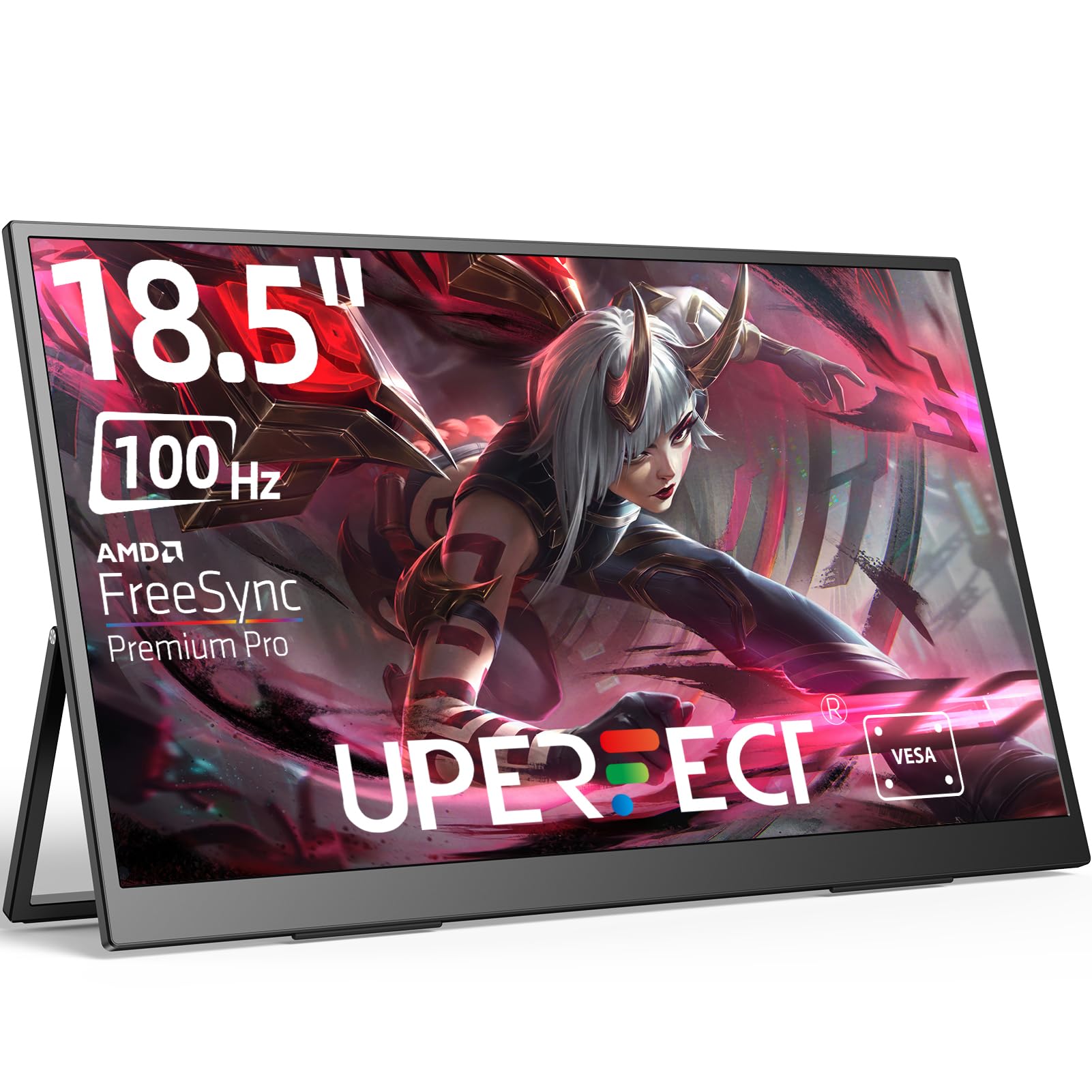 Uperfect Portable Monitor 18.5 Inch 120Hz 100% Srgb 1080P With Vesa & Stand 180� Adjustable Ultra Slim & Lightweight Frameless Fhd Freesync Ips Hdr Gaming Display, Travel Second Monitor For Laptop