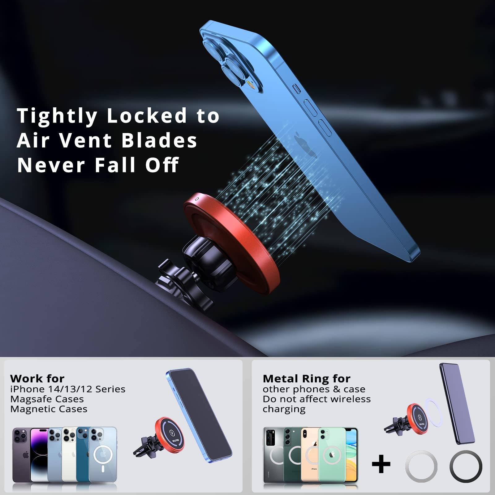 Ohlpro For Iphone 16 Magsafe Car Mount, Dashboard Magsafe Car Phone Holder Charger For 15 14 13 12 Pro/Pro Max/Plus/Mini,15W Fas