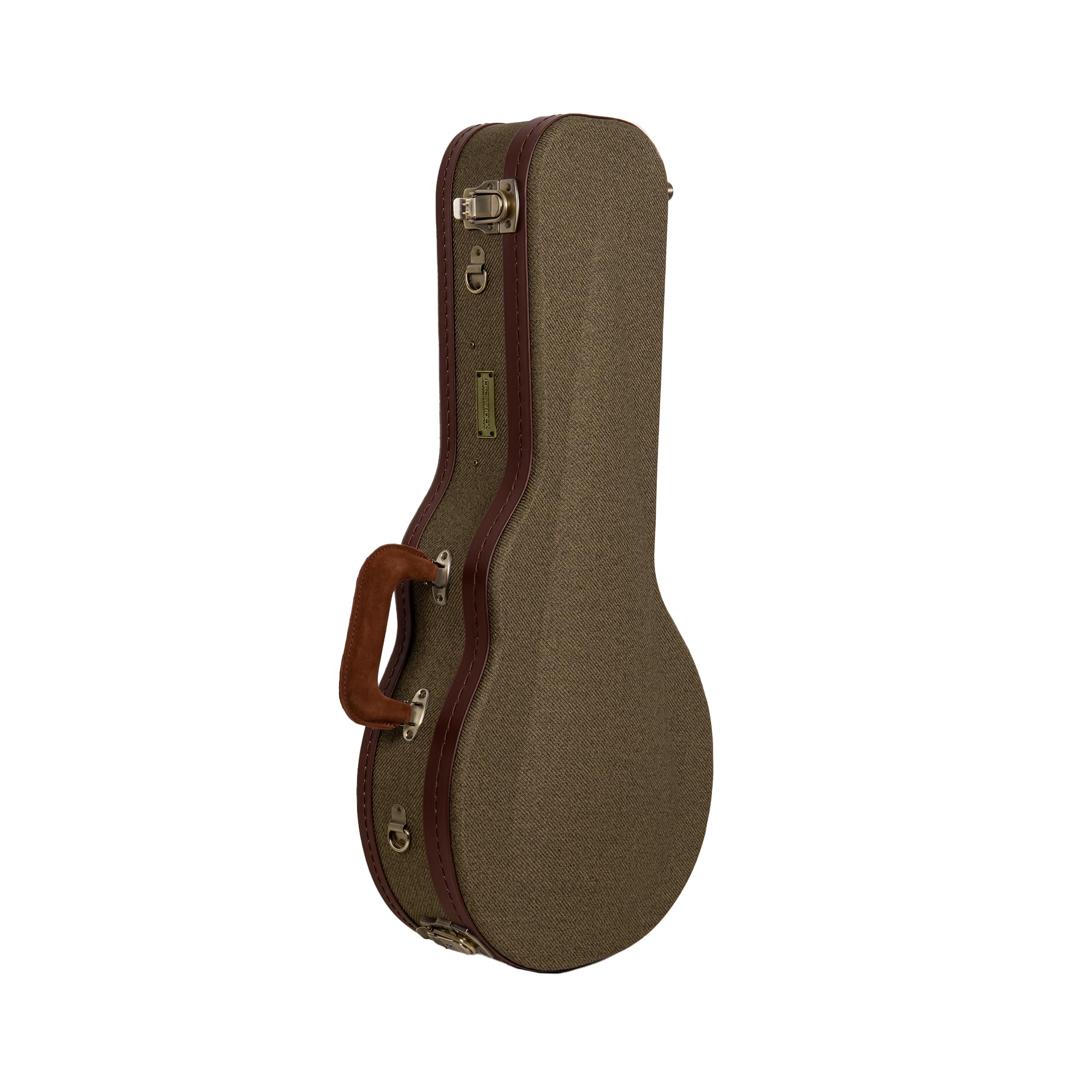 Crossrock Master Series F-Style Mandolin Case | Olive Green Tweed Exterior, Re-Engineered Wooden Shell, Leather Handle, Backpack