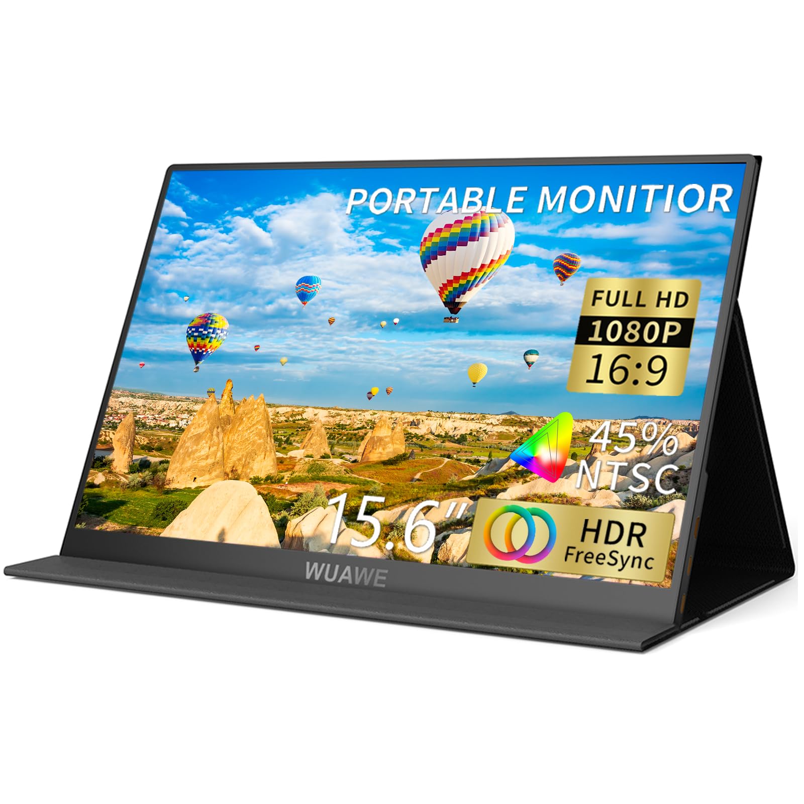 Wuawe Portable Monitor,15.6 R 1080P 72% Ntsc 98% Srgb Usb C Hdmi Travel Monitor For Laptop, External Second Computer Monitor Wit