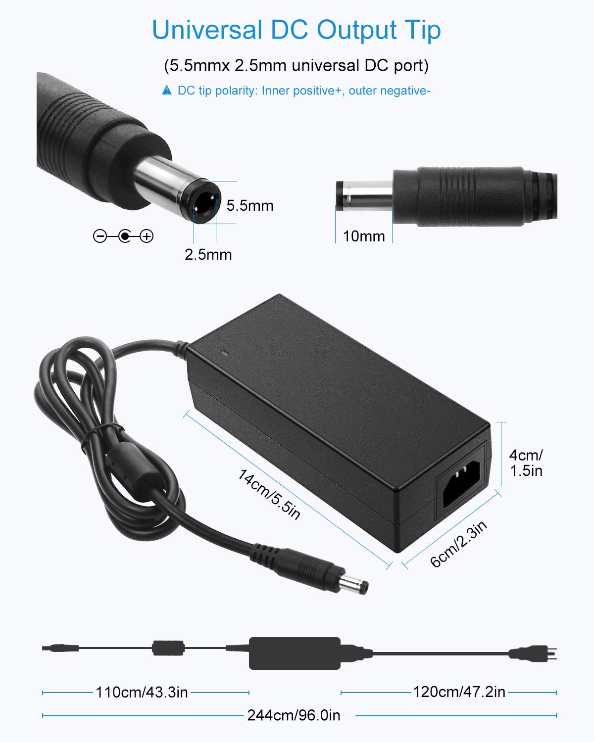 Alitove 36V Power Supply 4A 144W Ac/Dc Adapter 100~240V Ac To Dc 36 Volt 4 Amp Converter 36 Vdc 4A 3.5A 3A 2A Transformer With 5