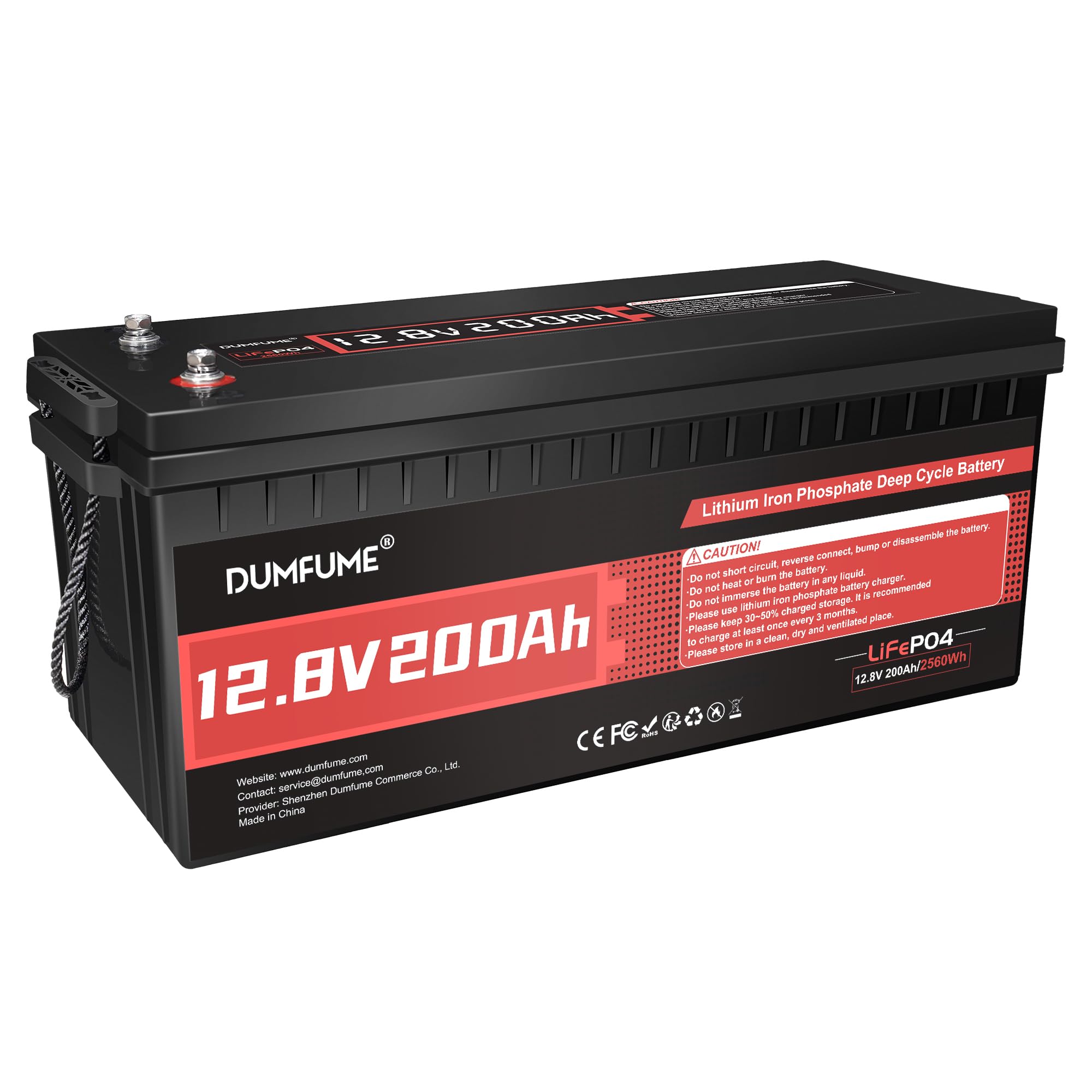 12V 200Ah LiFePO4 Lithium Battery,2560Wh Capacity,Built-in 200A BMS, 15000+ Cycles,10-Year Lifespan, Ideal for RV, Solar Energy 