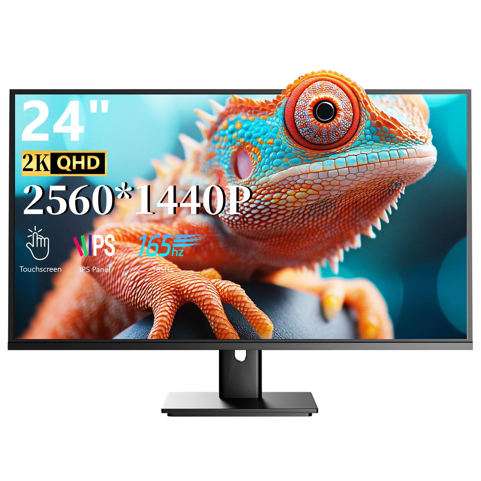 Pisichen 24 inch Touch Screen Gaming Monitor 165Hz QHD 2K 2560x1440P Computer Monitor 2Ms FreeSync HDR 110% HDMI DP Ports Eye Ca