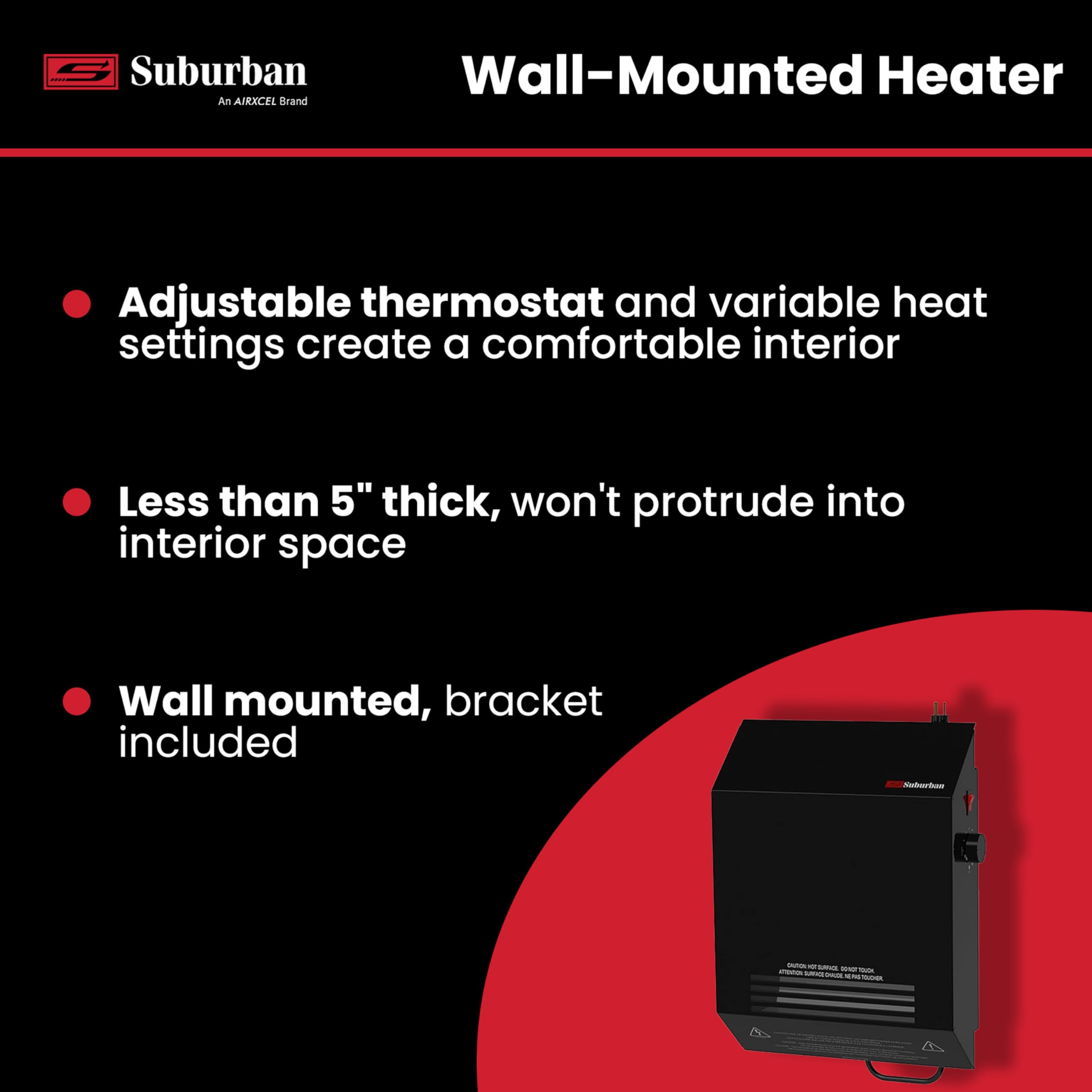 Suburban 2691Abk Electric Wall Heater Sehcb   120Vac, Black