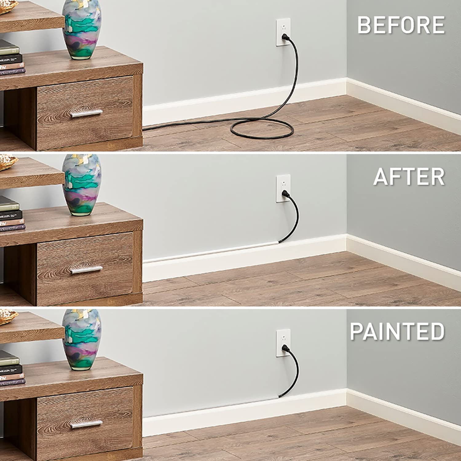 Legrand Wiremold C16 Cordmate Flat Elbow Cord Cover, Organizer For Wall, Holds 1 Cord Or Cable, White (1 Pack)