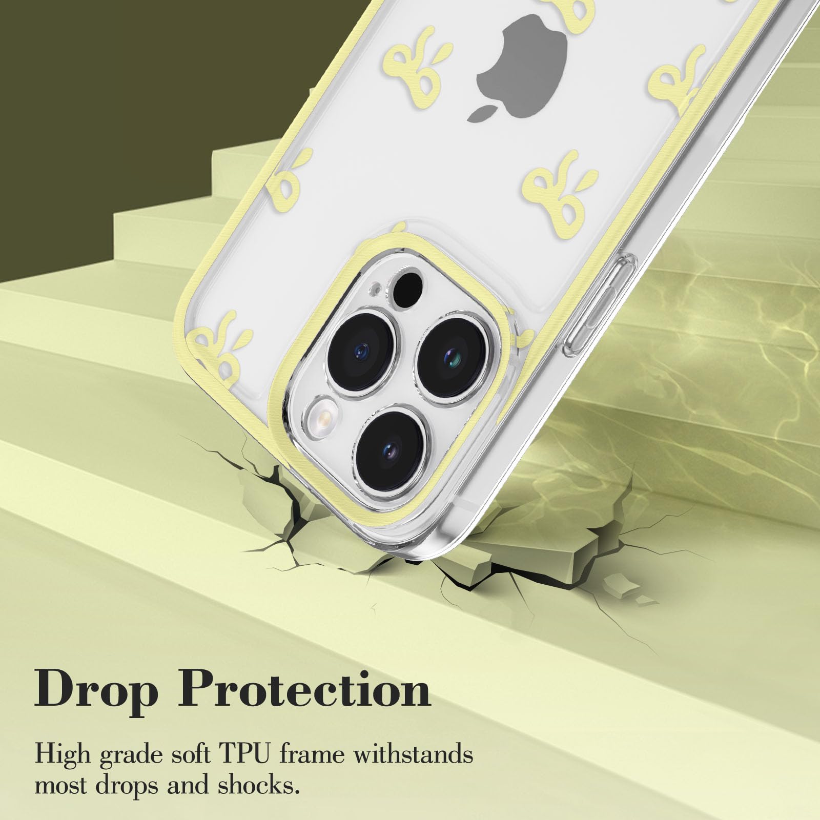 Eyzutak Case For Iphone 15 Pro Max, Clear Cute Ribbon Bowknot Pattern Aesthetic Transparent Phone Case Raised Camera Protection