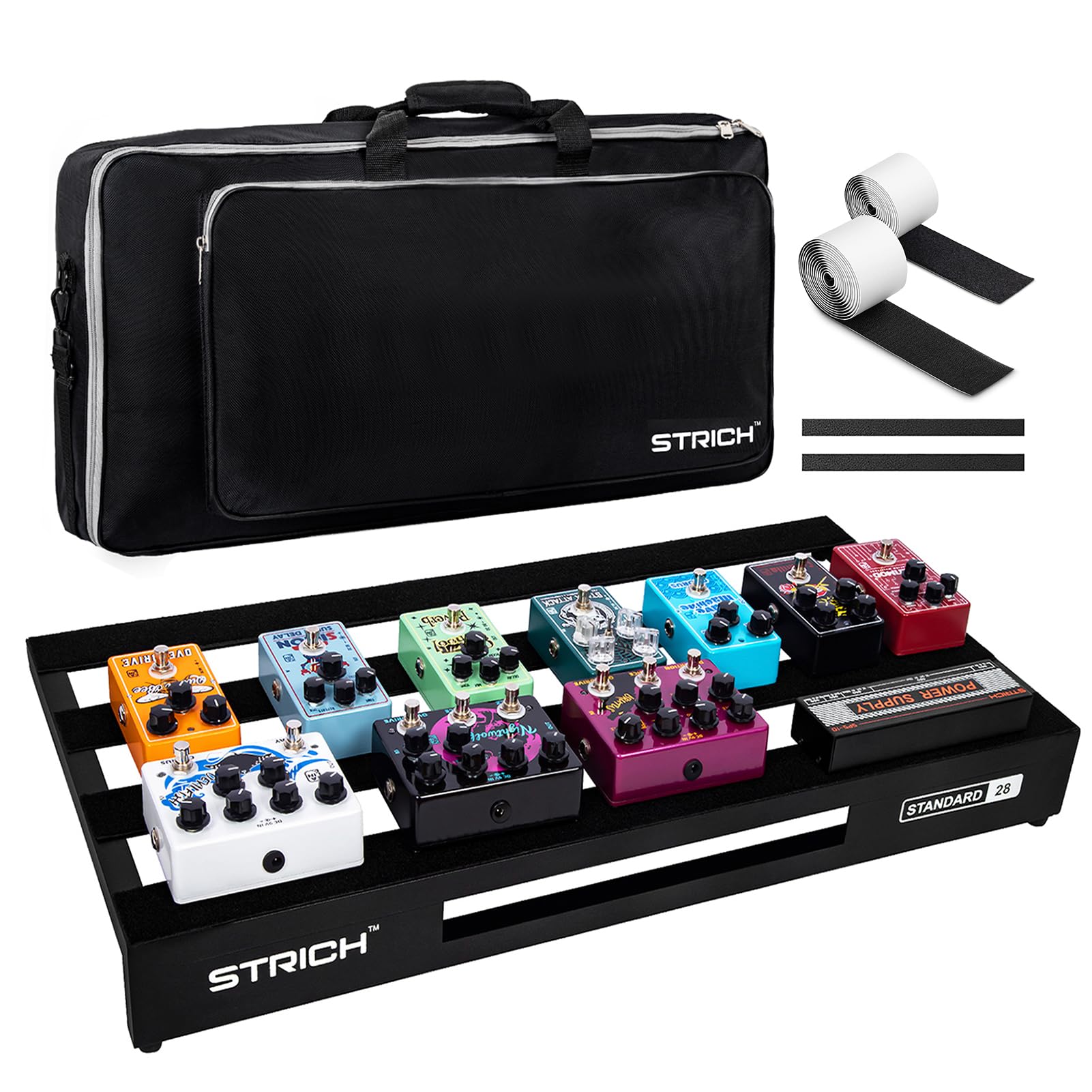 Strich Guitar Pedal Board Aluminum Alloy 3.24Lb Lightweight Pedalboard 28'' X 13.78'' Extra Large Effect Pedals Board With Carry