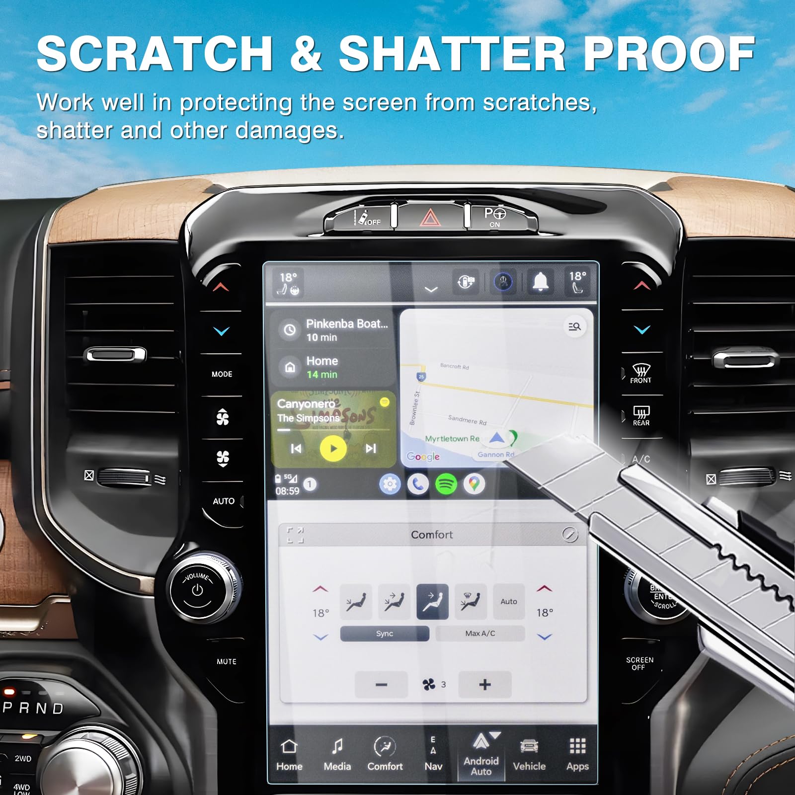 Karltys 2 Pack 12 Inch Ram Tempered Glass Screen Protector For Dodge Ram Accessories 2019 2024 2025 Ram 1500 2500 3500 Trx Rebel Laramie Limited Uconnect Touchscreen Cover Anti Glare Anti Scratch