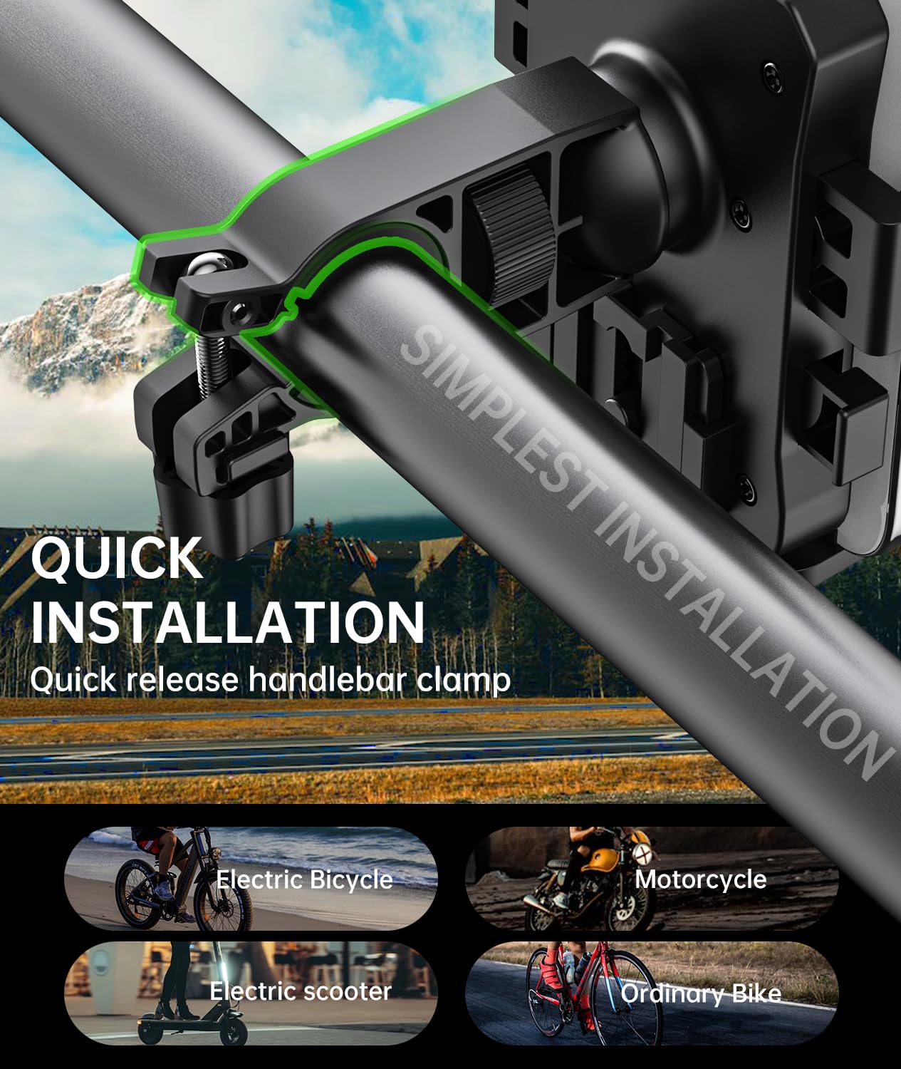 Amzluv Bike Phone Holder Mount, Secure Handlebar Phone Mount Holder For Bike And Motorcycle, Suitable For Iphone And 4.5-6.8'' S