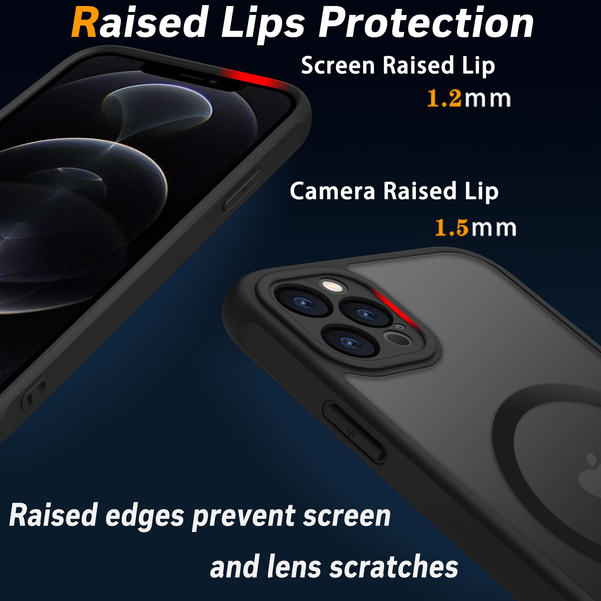 Pinlisheng Magnetic For Iphone 12 Pro Case,Military Grade Drop Tested,Shockproof Matte Translucent Hard Back Slim Protective Cas