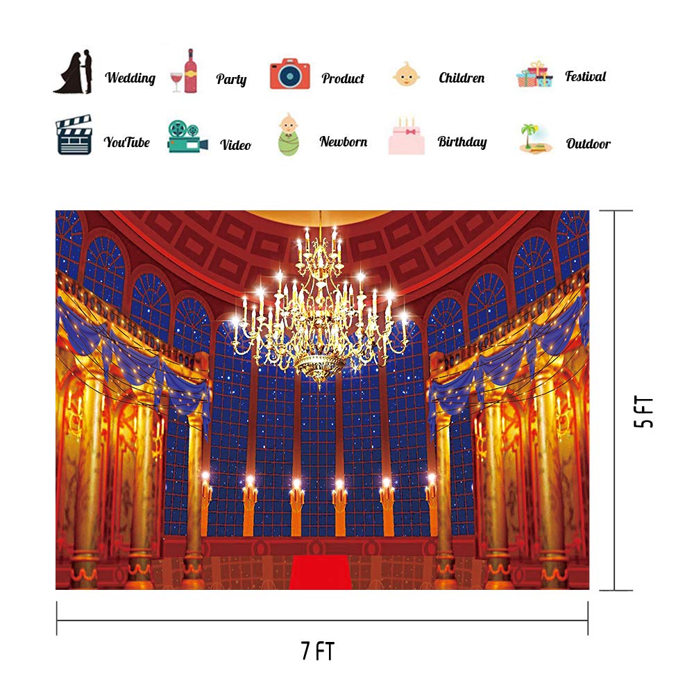 Vidmot Ballroom Backdrop For Photography Beast'S Palace Background For Girl Princess Belle Party 7X5Ft Magnificent Castle Backgr