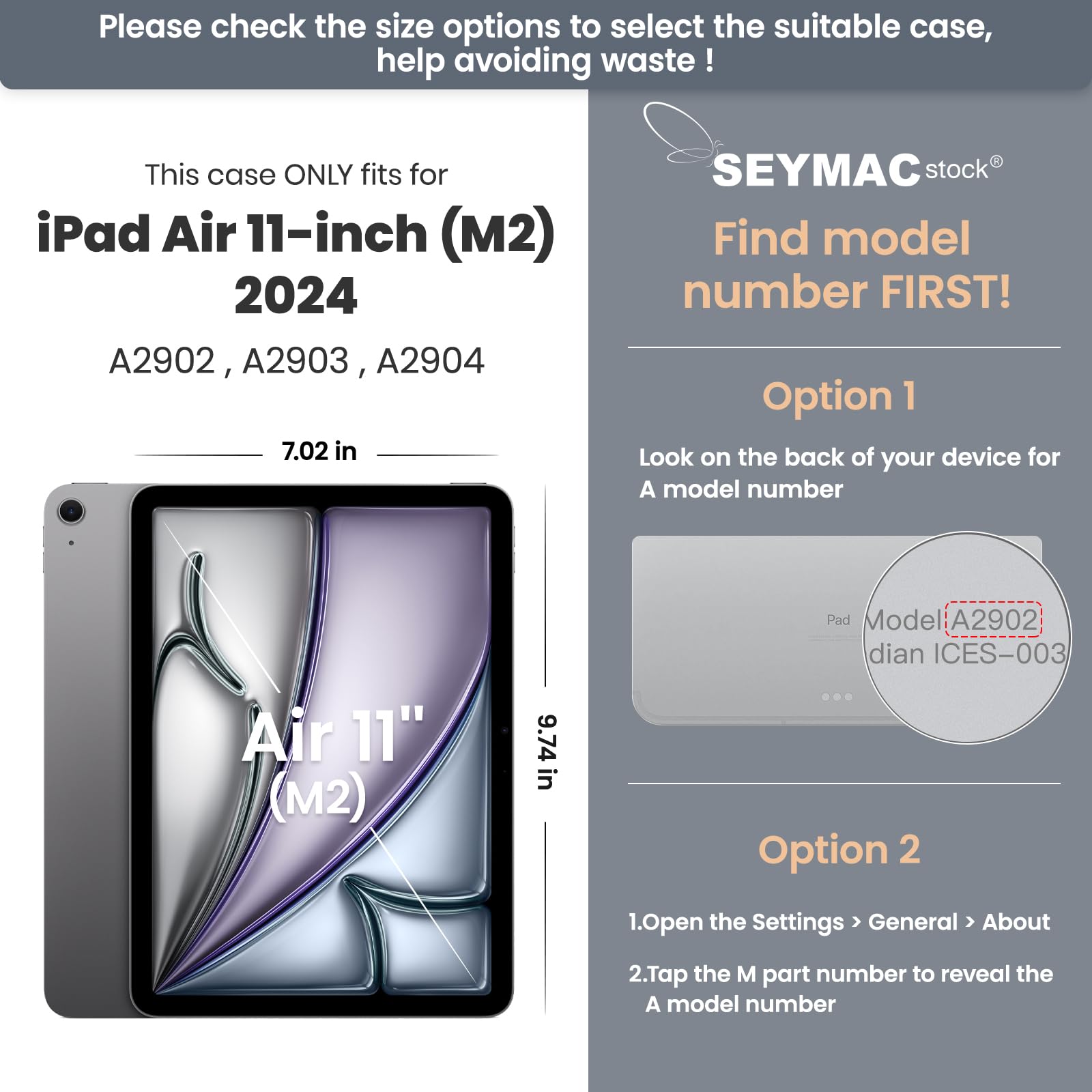 Seymac Stock Case For Ipad Air 11 Inch M2 Case Air 6Th Generation 2024, Heavy Duty Protective Case With Pencil Holder Screen Pro