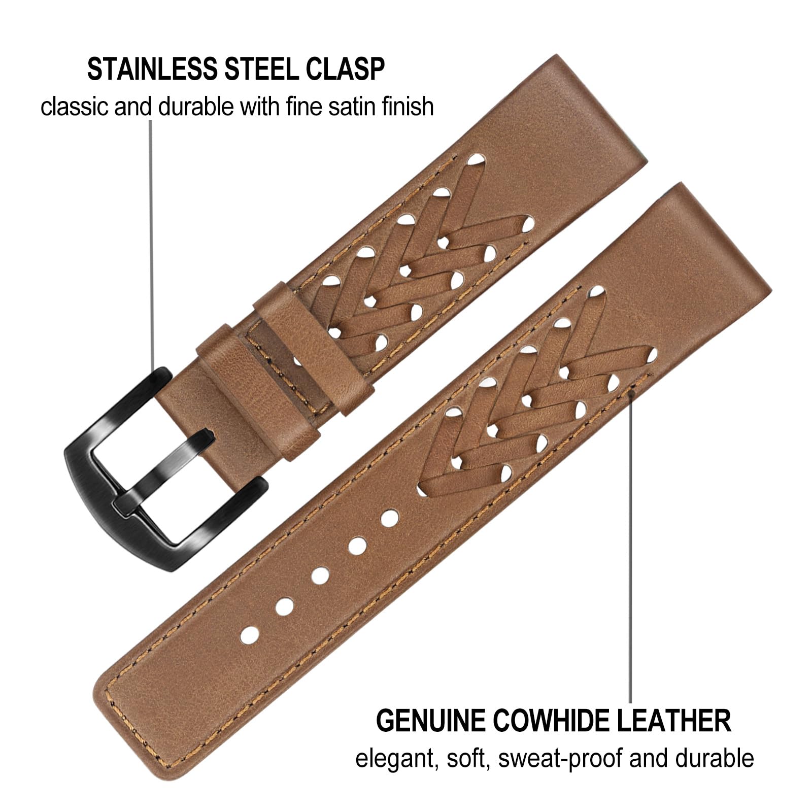 Trumirr Watch Band For Fenix 8 51Mm / 7X / 6X Pro / 5X Plus, 26Mm Quick Fit Leather Watchband V Pattern Strap For Garmin Instinc