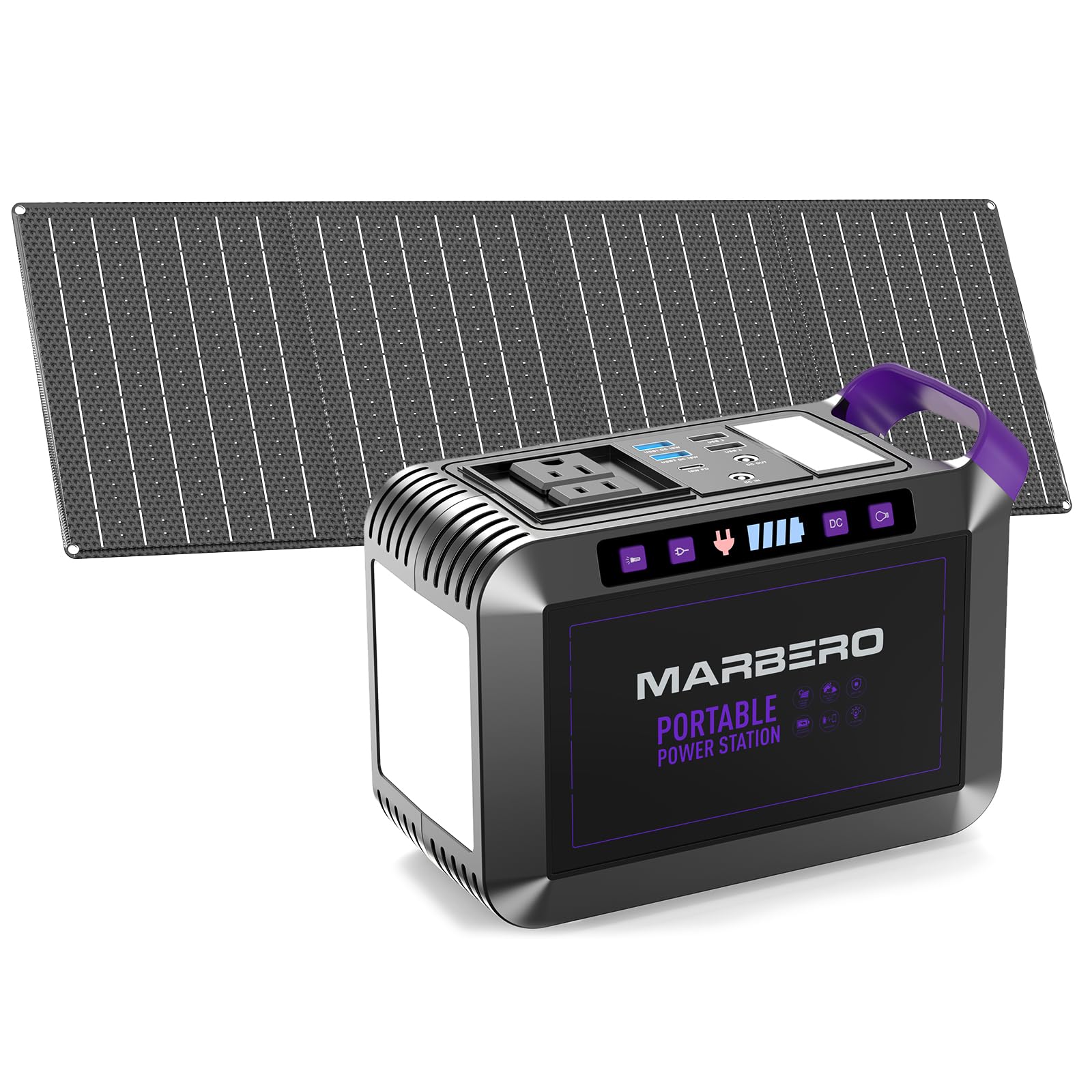 Marbero 172Wh Solar Generator With Solar Panel Included Portable Power Station 200W With Foldable Solar Panel 40W Set For Campin