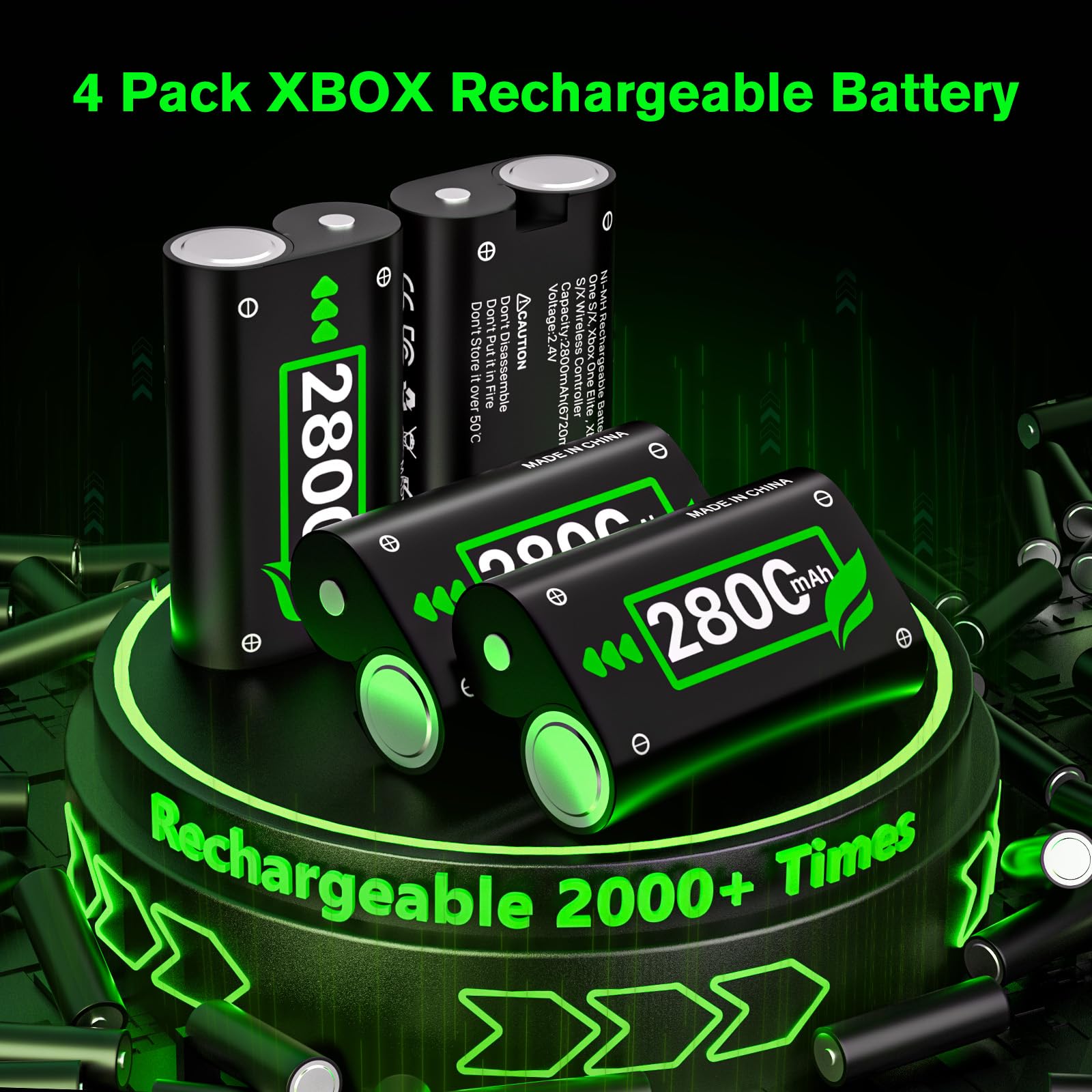 Conqto 4x2800mAh Rechargeable Battery Pack for Xbox Series X/S & One Controllers - High Capacity, Compatible & Reliable Power Solution