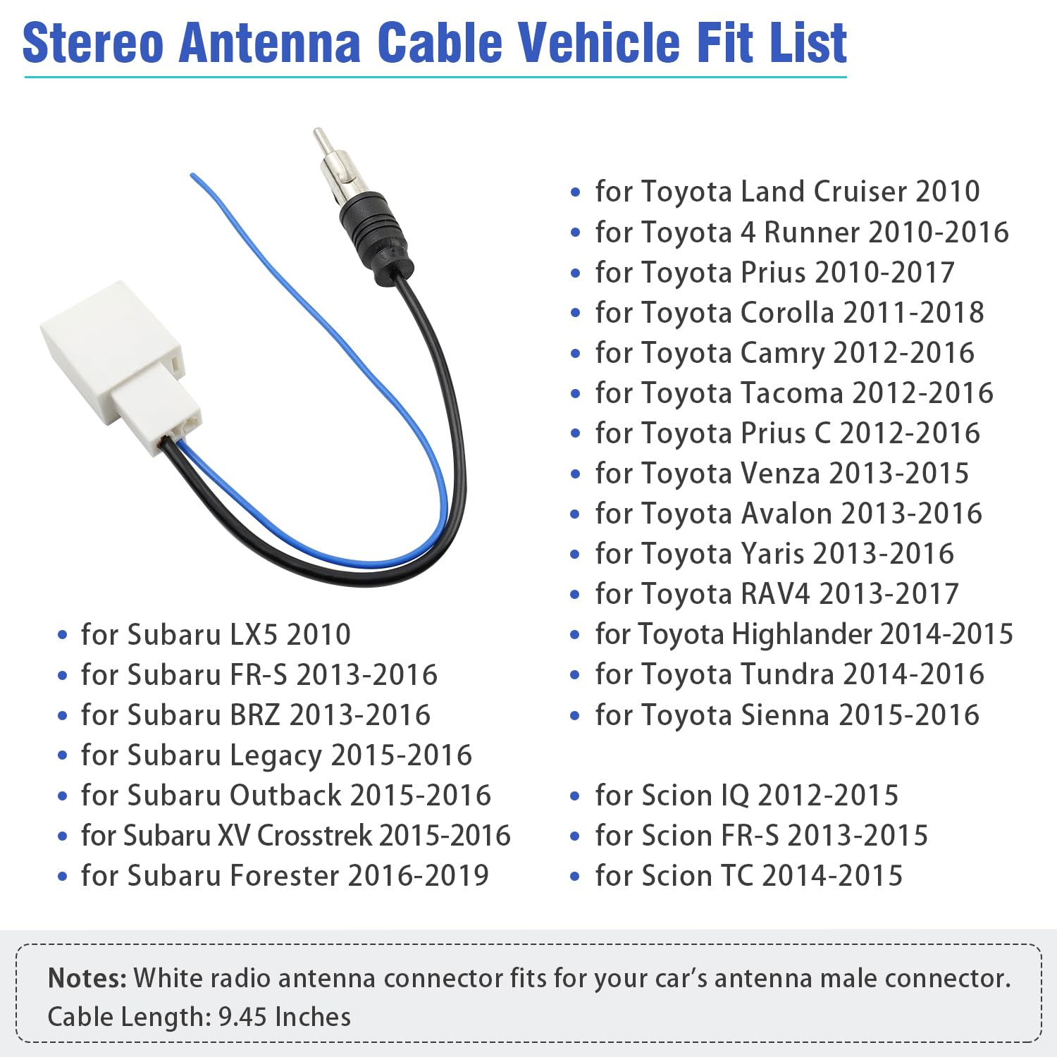 Jayubien Car Radio Antenna Adapter For Toyota Camry Rav4 Corolla Prius Tacoma Yaris Highlander Sienna Subaru Scion Stereo Antenn