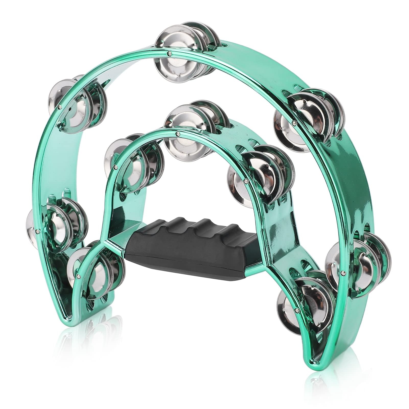 Portable Tambourine, Easy to Use, Ergonomic Handle, 2Row Bell Drum, Bright Sound, Concert Festival, MultiFunctional for Partie
