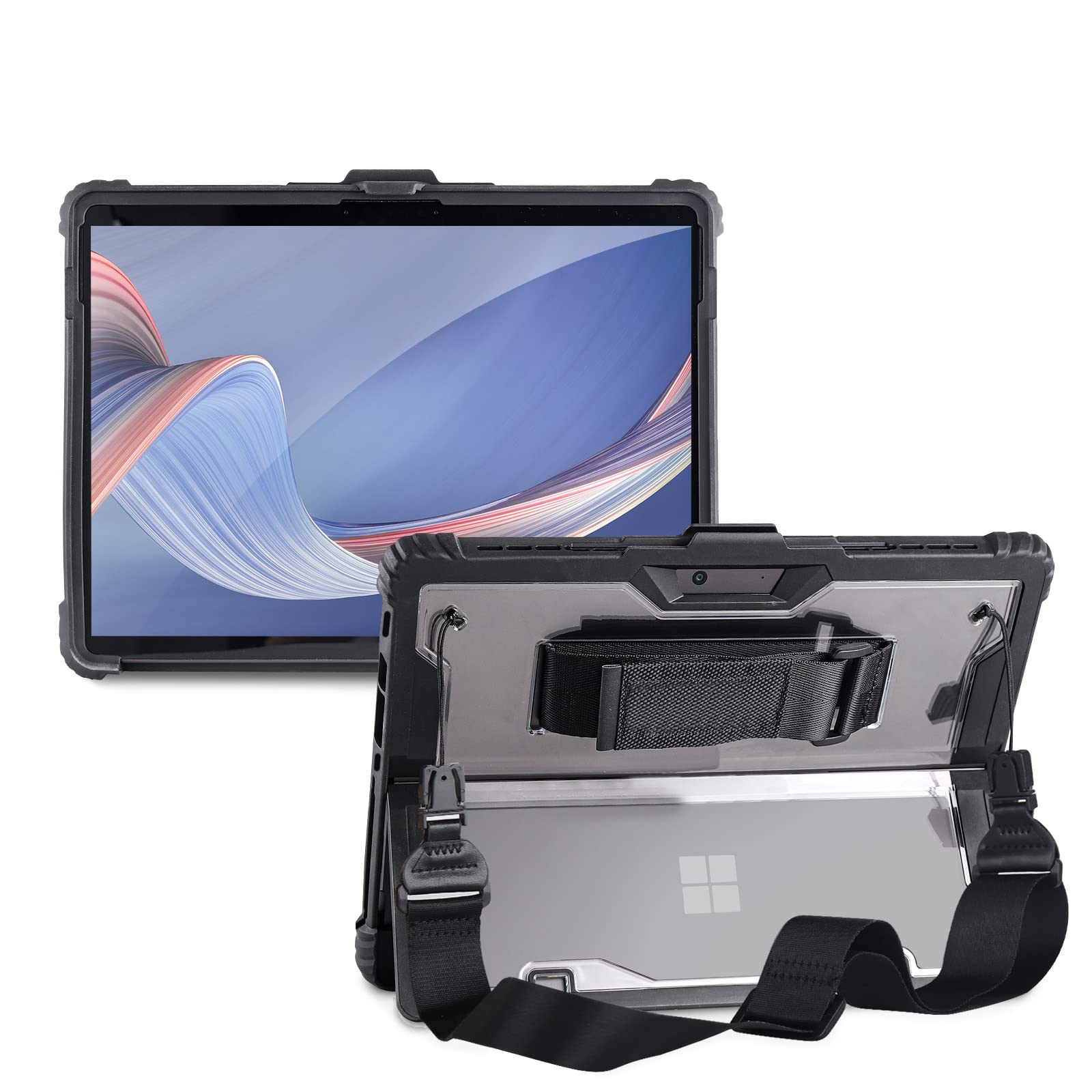 Aoao For Microsoft Surface Pro 7/6/5/4 Case With Shoulder Strap, Hand Strap, Stylus Pen Holder, Rugged, Shock Absorbing And Drop