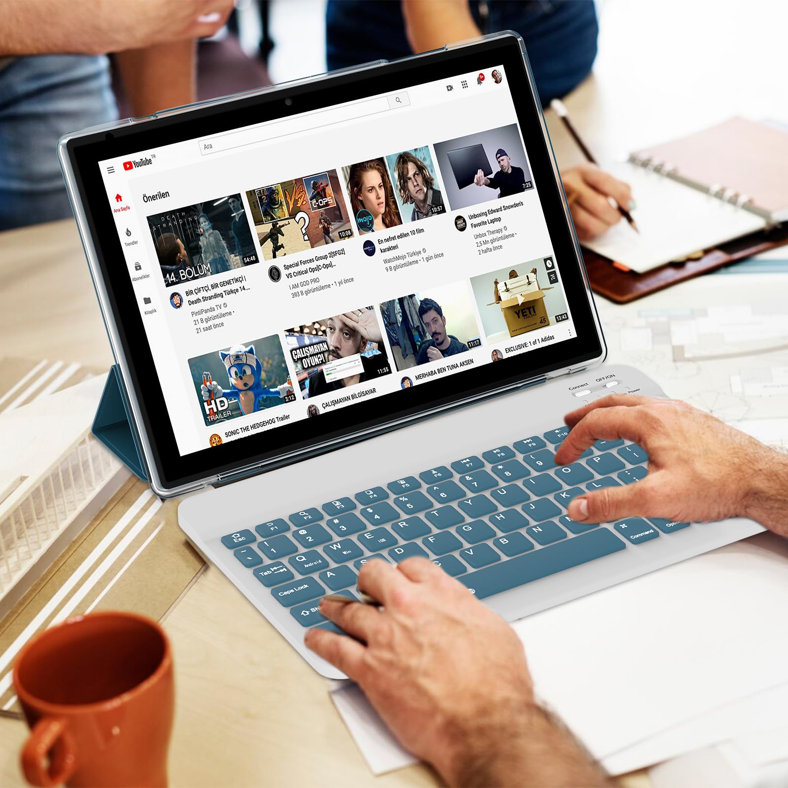 Android 13 Tablet 10 Inch, 2024 Newest 12Gb Ram+128Gb Rom/1Tb Expandable Tablets Pc, 2 In 1 Tablets With Keyboard, Quad Core 2.0