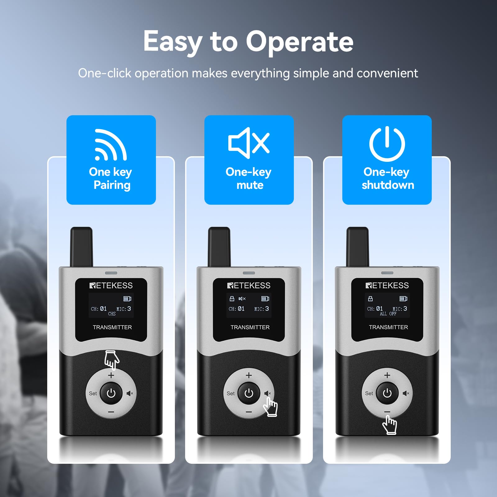 Retekess T130U(4Nd Gen T130) Wireless Tour Guide Audio System, Walking Tour Guide Microphone Digital Transmission Hifi Sound Qua