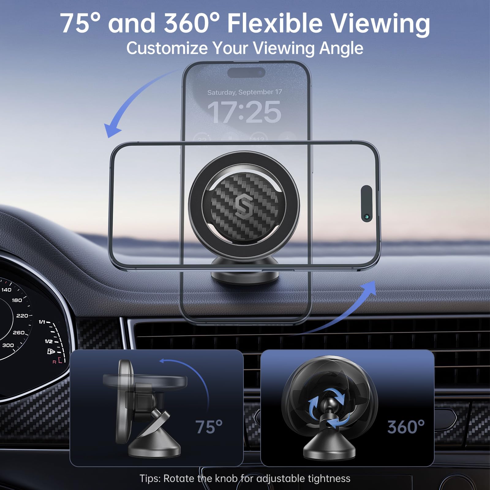 Syncwire For Magsafe Car Mount   Flexible Rotation Magnetic Phone Holder For Car Dash, Strong Magnets Car Cell Phone Holder Moun