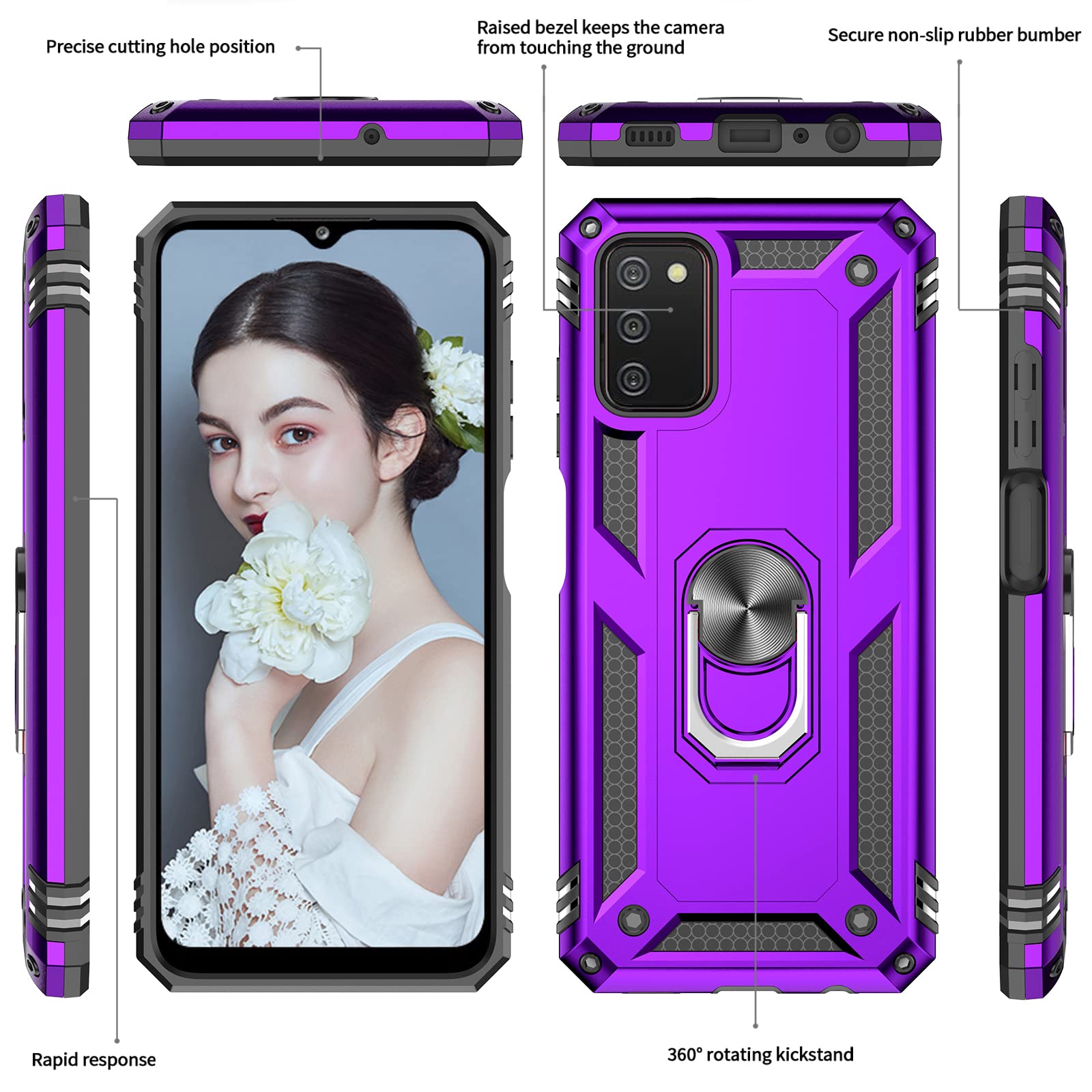 Leyi Phone Case For Samsung Galaxy A03S, Galaxy A03S Case With Screen Protector [2 Pack], Heavy Duty Shockproof Protective Case