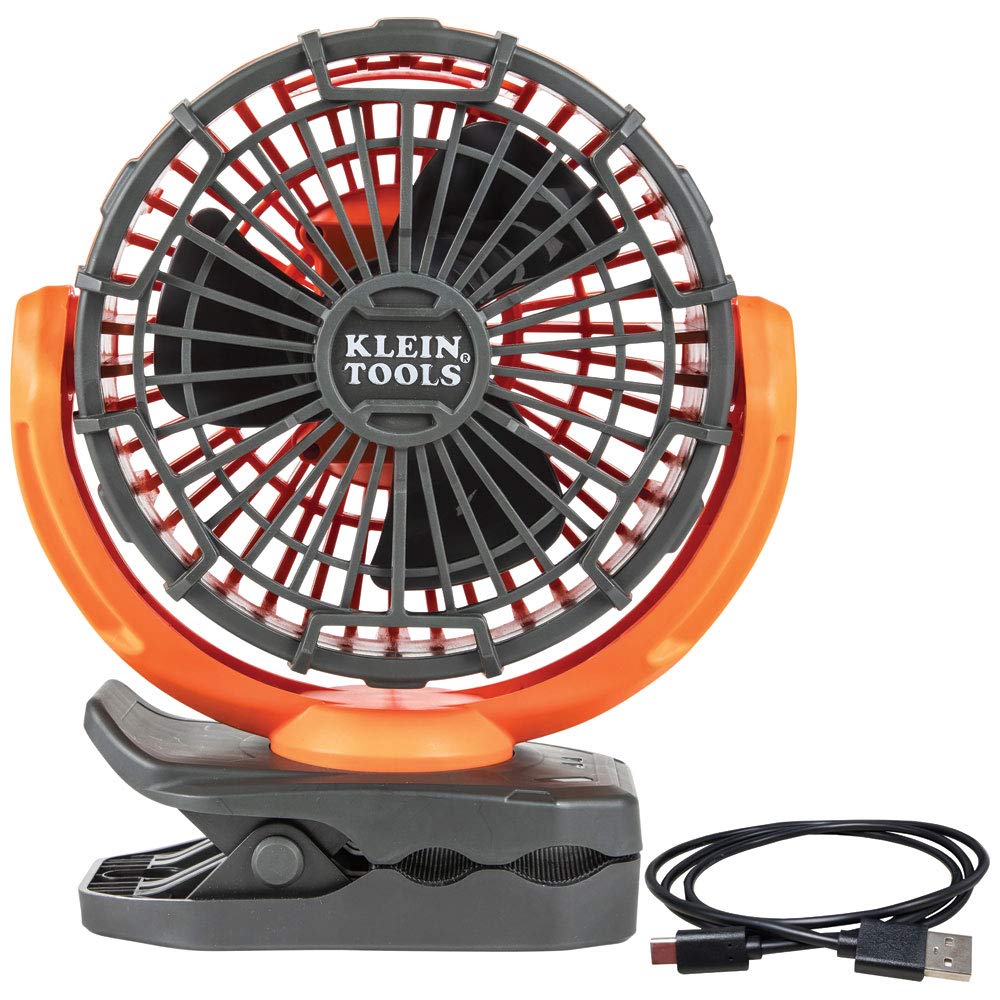 Klein Tools Pjsfm1 Cordless Rechargeable Fan With Usb C Charging Cord And Multiple Mounting Options Perfect For The Jobsite