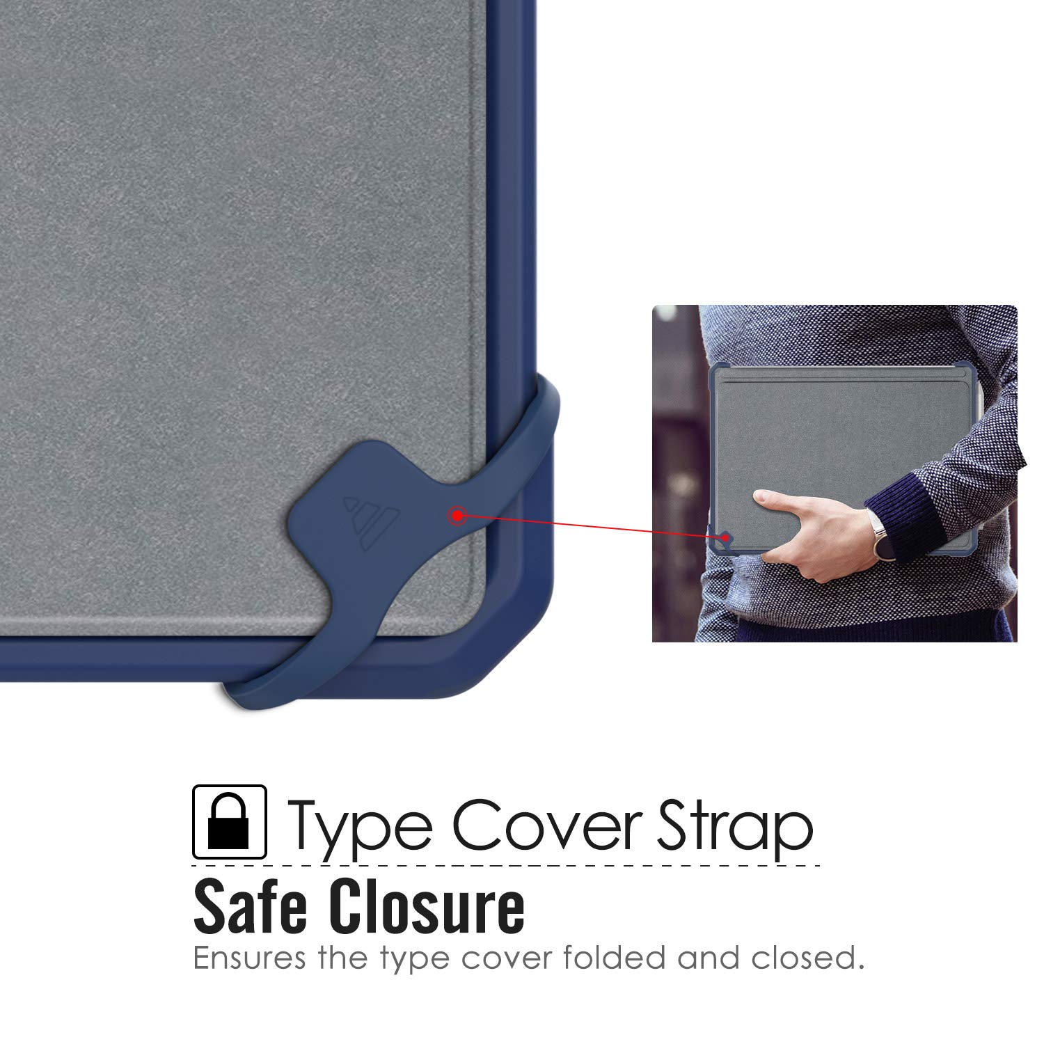 MoKo Case Fit Microsoft Surface Go 4 /Surface Go 3 / Surface Go 2 / Surface Go Case, All in One Protective Cover Case with Pen Holder Hand Strap, Compatible with Type Cover Keyboard, Blue