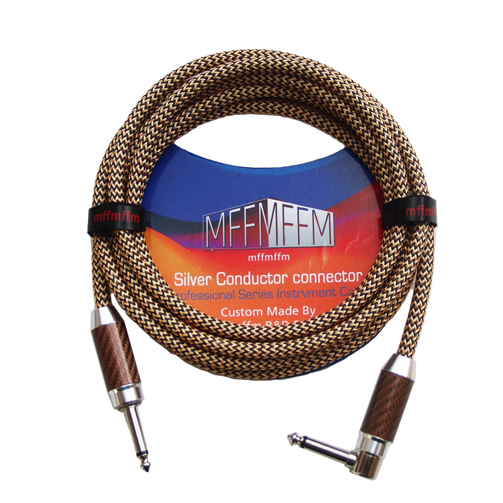 Mffmffm Audio Instrument Cable 20 Ft, Bass Amp Cord For Electric Guitar, 1/4 Inch Guitar Cable Pro Audio, Black & Glod Braided T