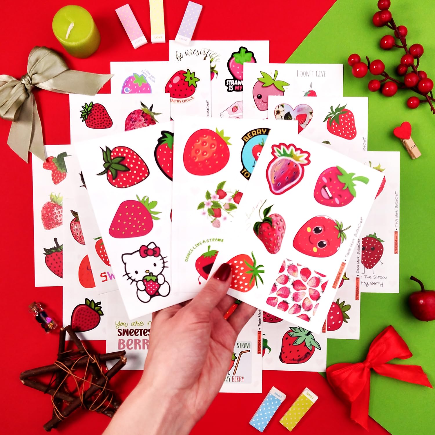 100Pcs Strawberry Stickers & Laptop Decals   Strawberry Birthday Party Decorations, Strawberry Shower Supplies   Strawberry Gift