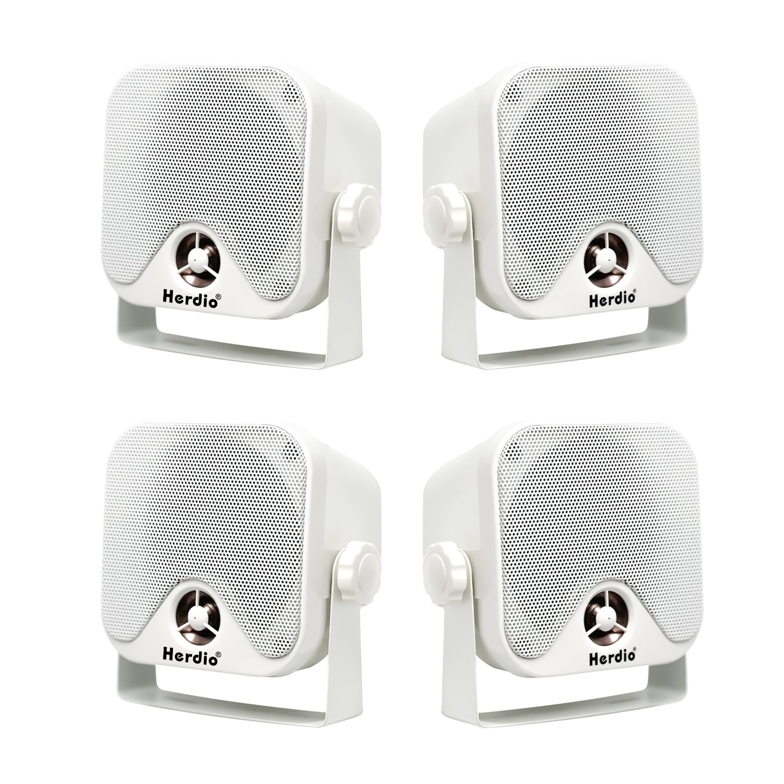 Herdio 4 Inches Heavy Duty Waterproof Boat Marine Box Outdoor Speakers Surface Mounted For Skid Steer Atv Utv Rzr Rv Golf Cart T