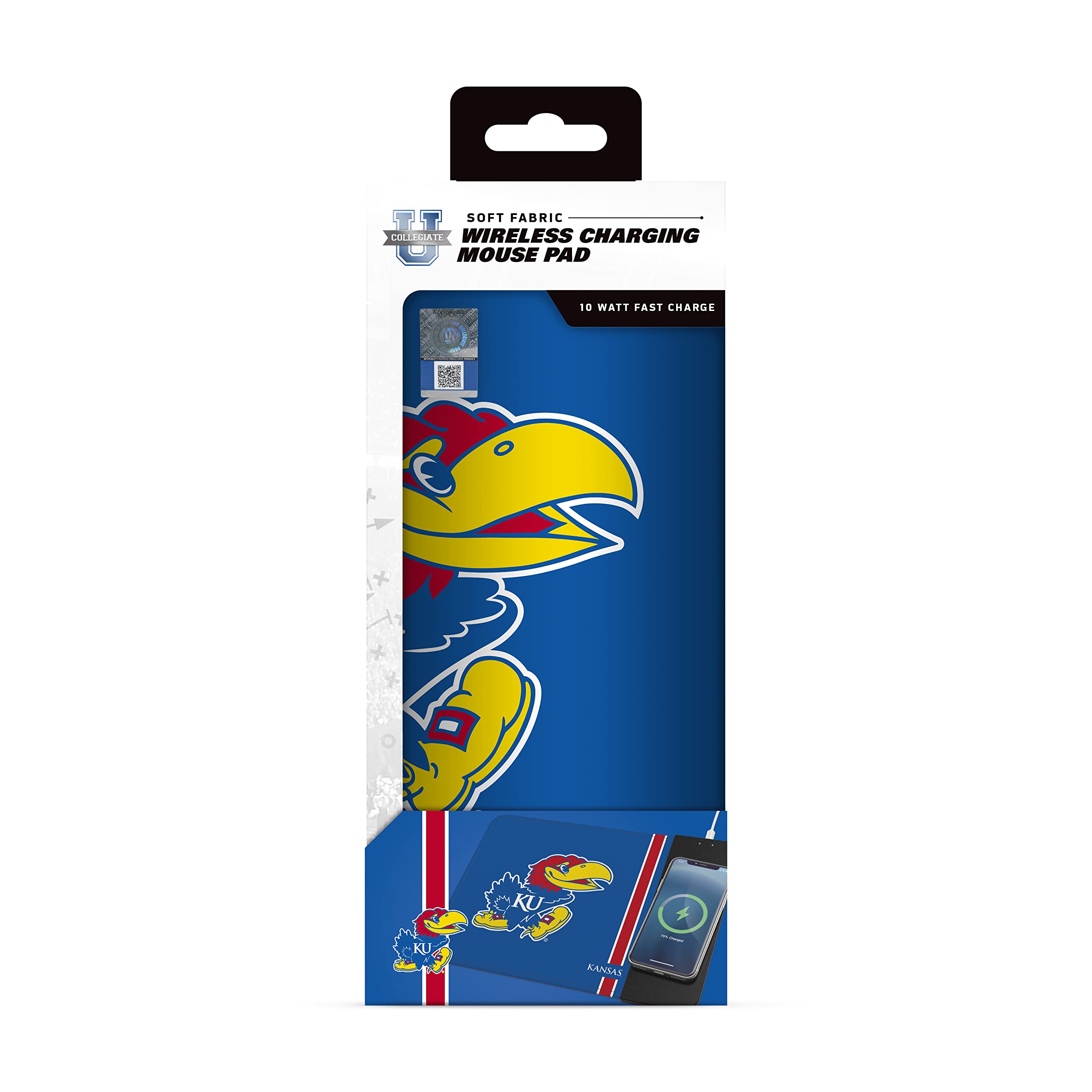 Soar Ncaa Wireless Charging Mouse Pad, Kansas Jayhawks