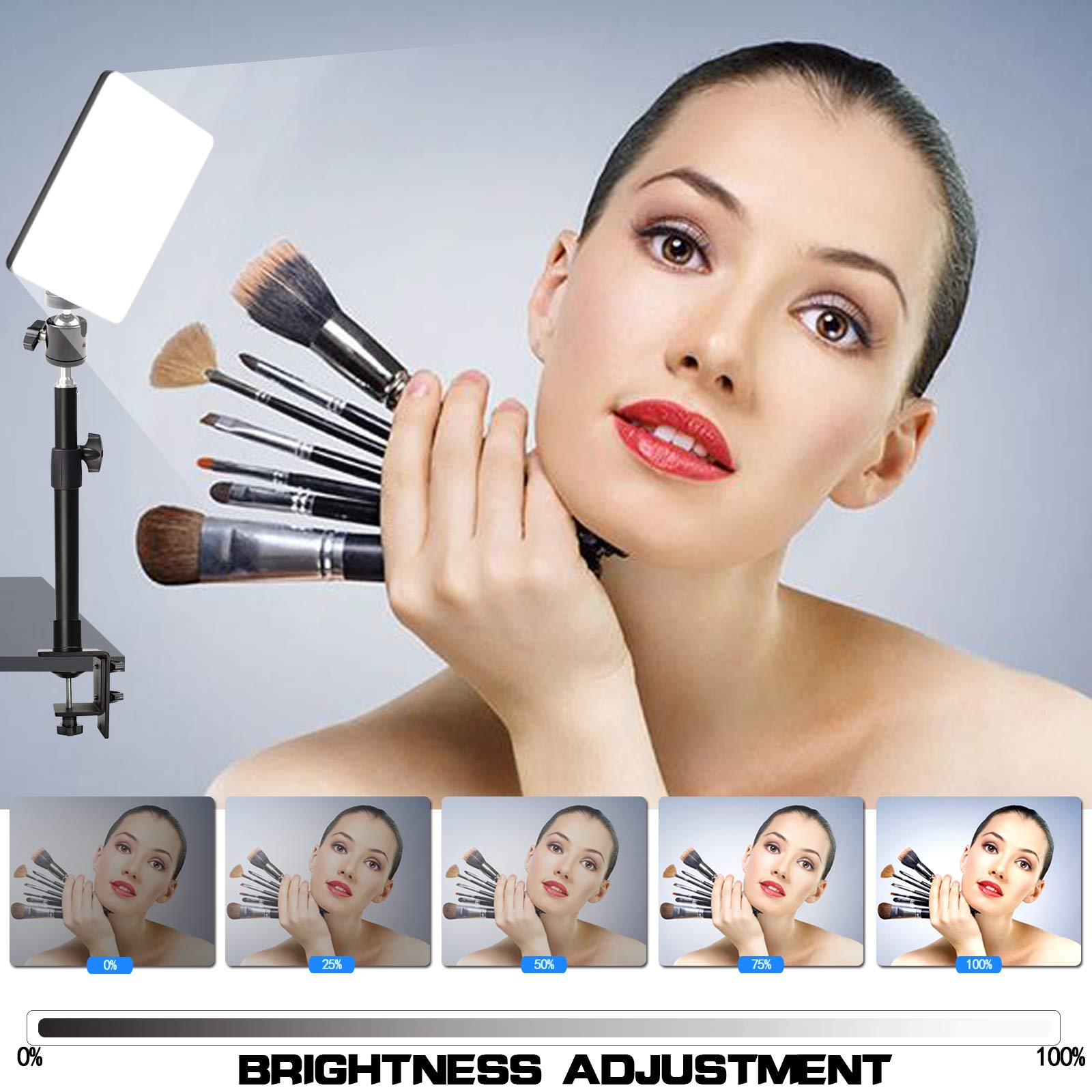 Led Desk Bi Color Video Light, Key Light With C Clamp Stand, 2700K 5700K Dimmable, Wireless Remote, Studio Photography Lighting