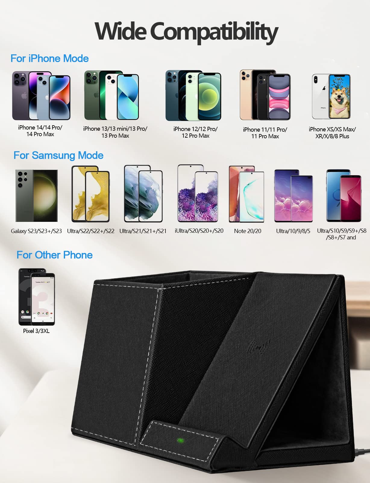 2-In-1 Pen Holder With Wireless Charger, Compatible With Iphone 16/15/14/13/12/11/8 Series, Pencil Holder Phone Stand For Desk H