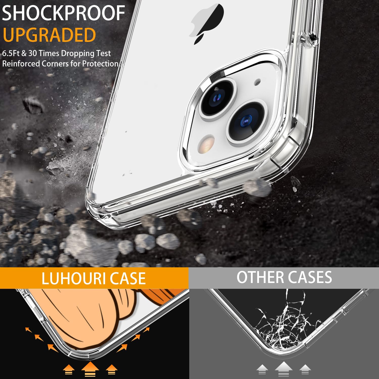 Luhouri For Iphone 15 Case With Screen Protector   Crystal Clear Cover   Fashionable Pattern Design   Wireless Charging   Slim S