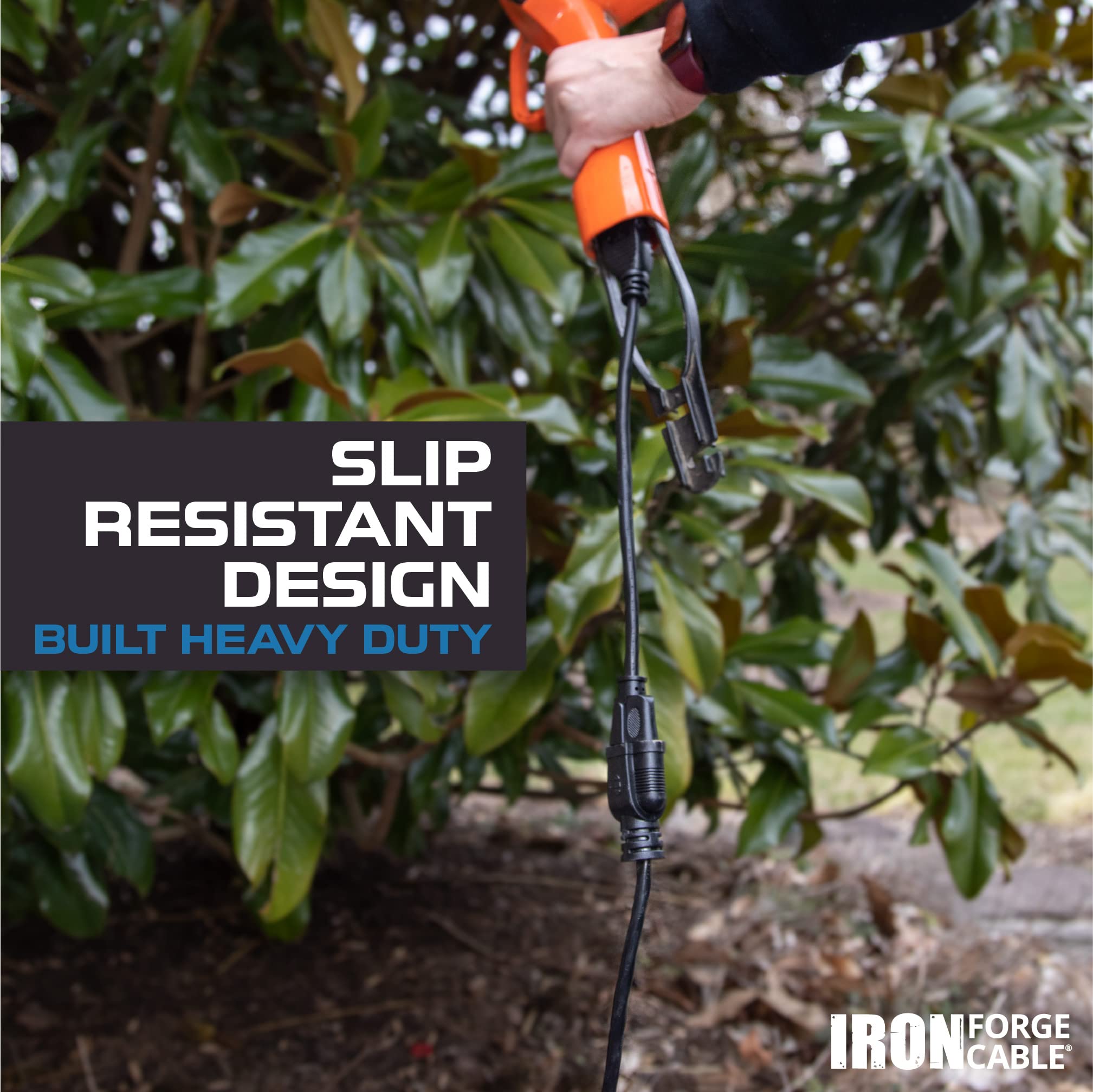 Iron Forge Cable 100 Foot Heavy Duty Extension Cord Outdoor   10/3 Sjtw 10 Gauge Black Extension Cable With 3 Prong Grounded Plu