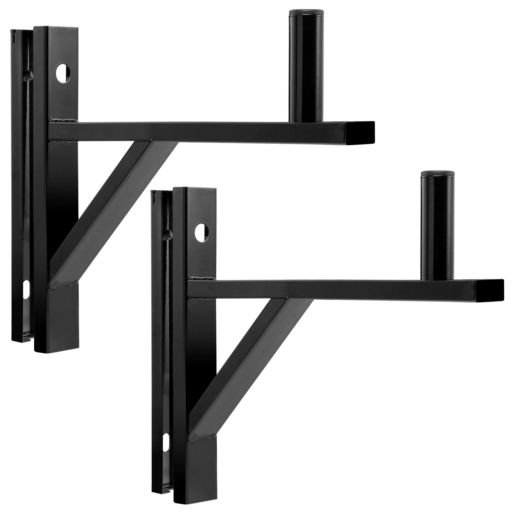 Lyxpro Wall Mount Speaker Bracket For Professional Audio Pa Speaker Holder Set Of 2 Pair Heavy Duty Metal Supports 90 Lbs. Weight Capacity Interchangeable Posts Black   Lyxwsb15B