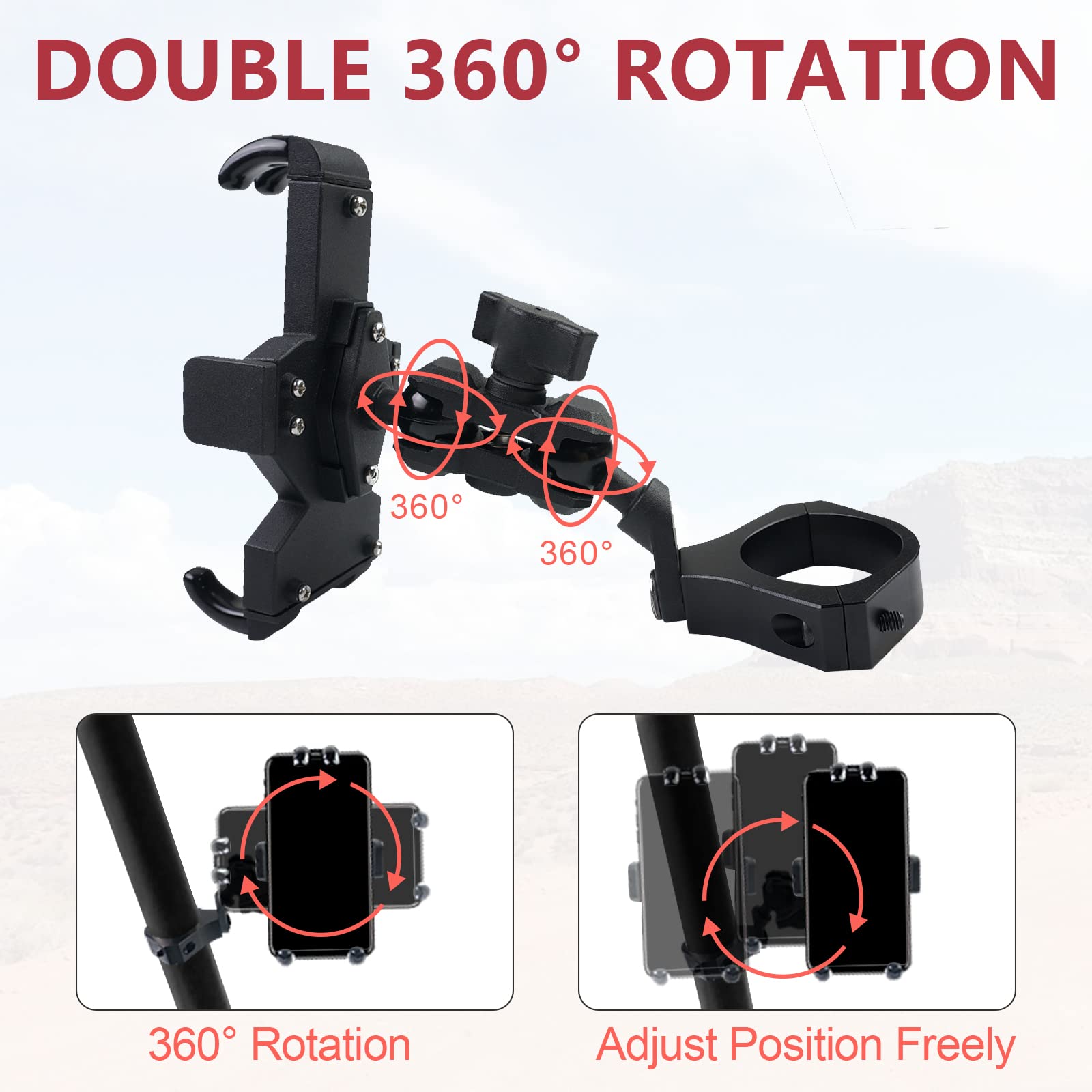 Momi Rac Gp Utv Phone Mount   360 Adjustable Heavy Duty Phone Holder Fit For 1.75 2 Inch Utv Roll Bar Compatible With Can Am Mav